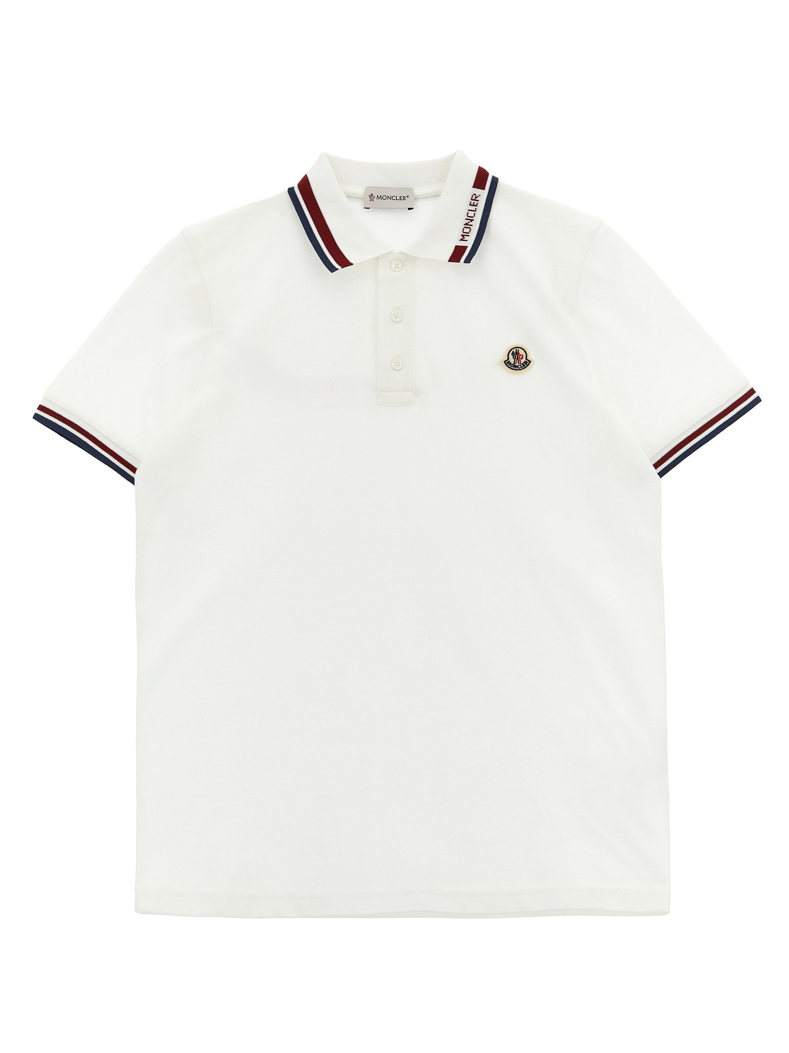 Moncler Enfant Tricolor-Trim Cotton Piquet Polo — White by Moncler Enfant