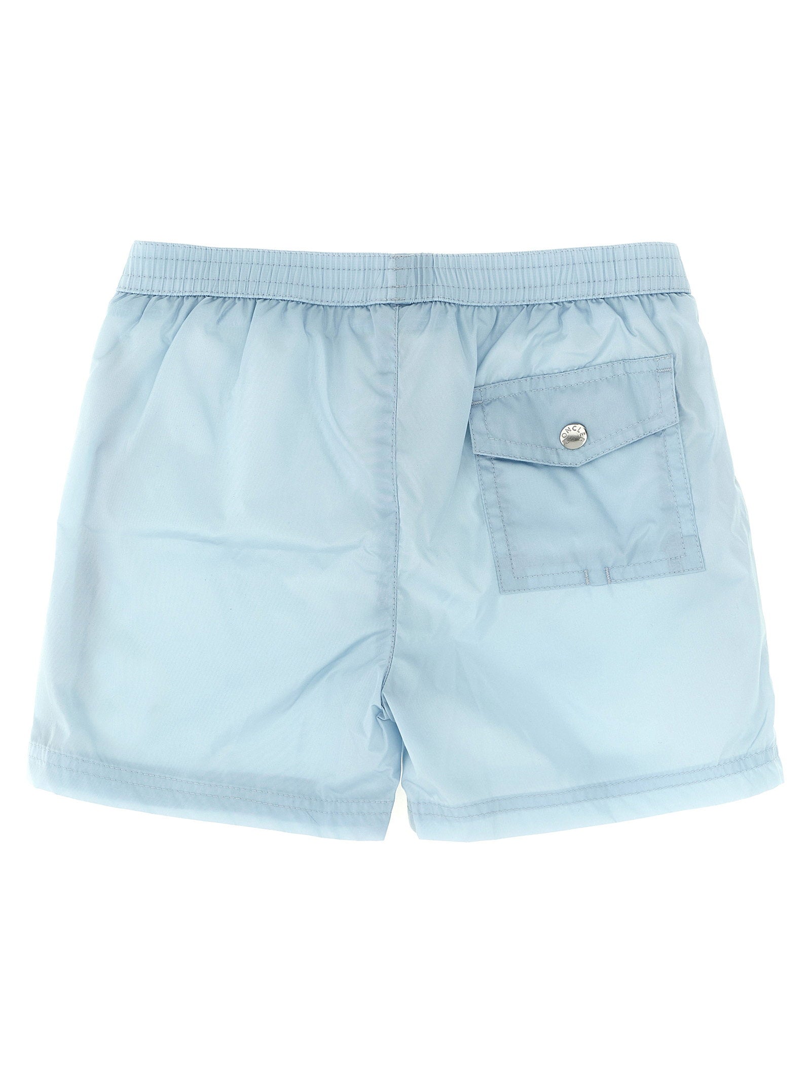 Moncler Enfant Tricolor Piping Swim Shorts — Light Blue, view 2