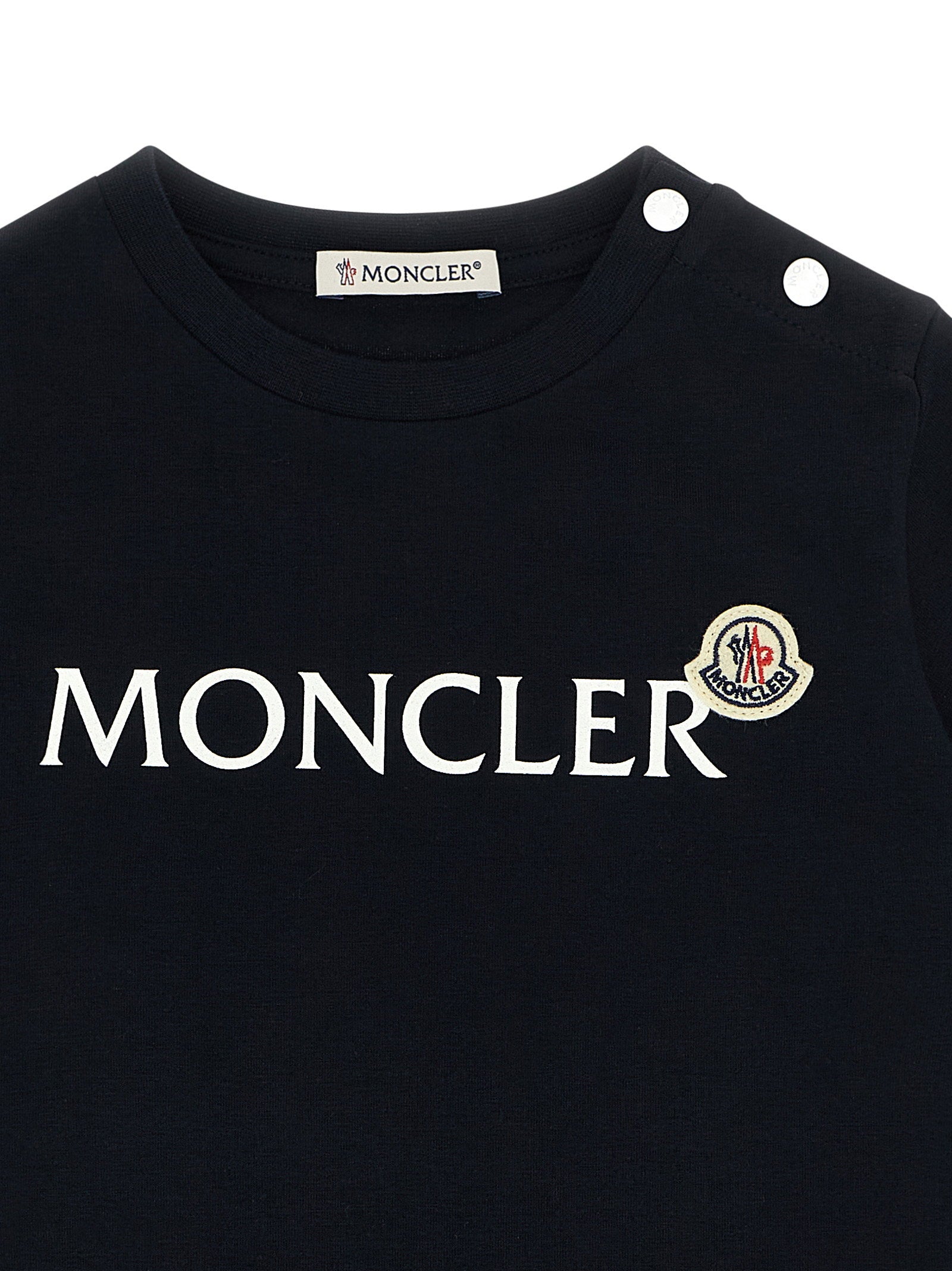 Moncler Enfant Logo Print and Patch T-Shirt — Black, view 3