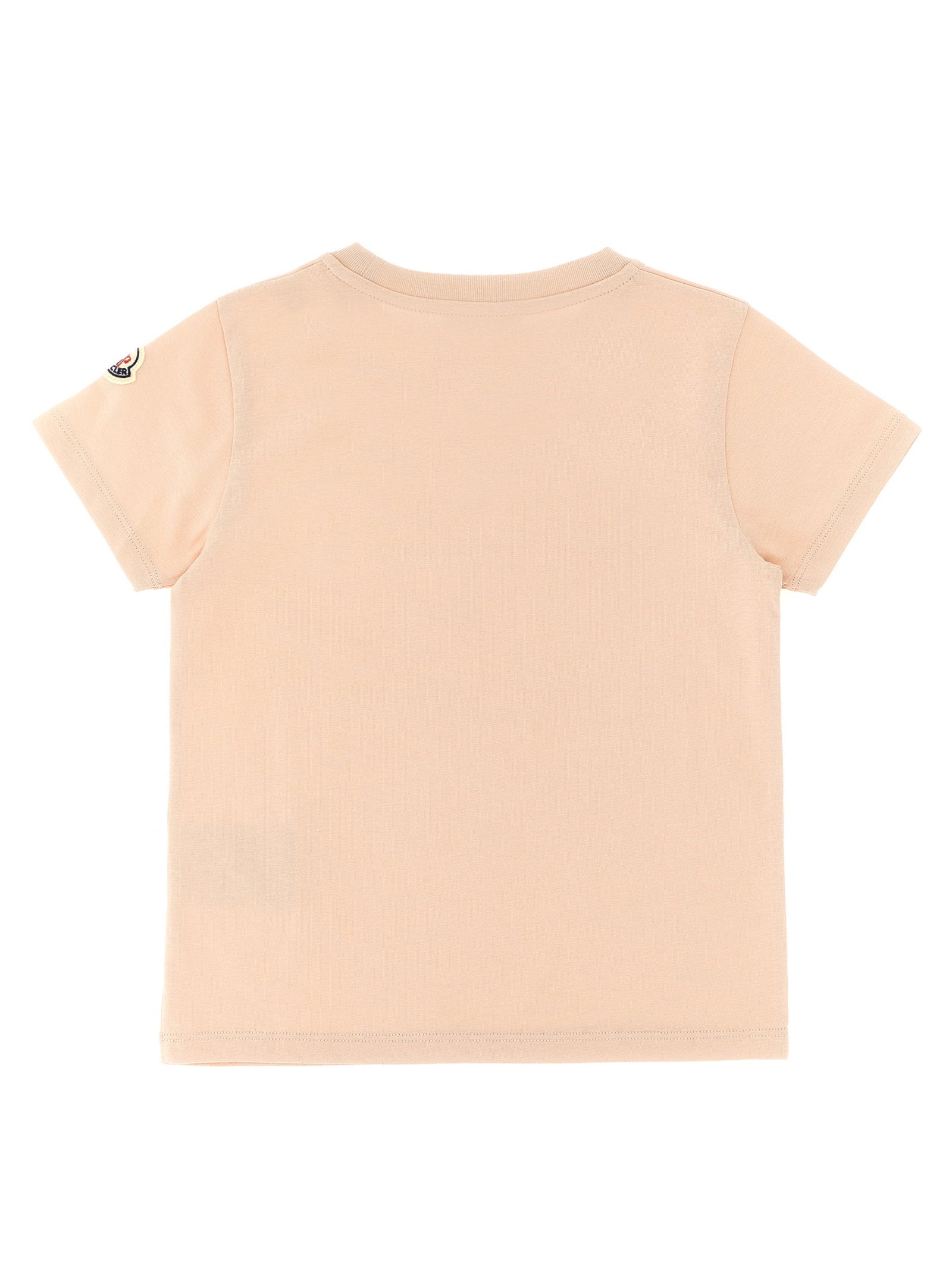Moncler Enfant Logo-Print Cotton T-Shirt — Peach, view 2