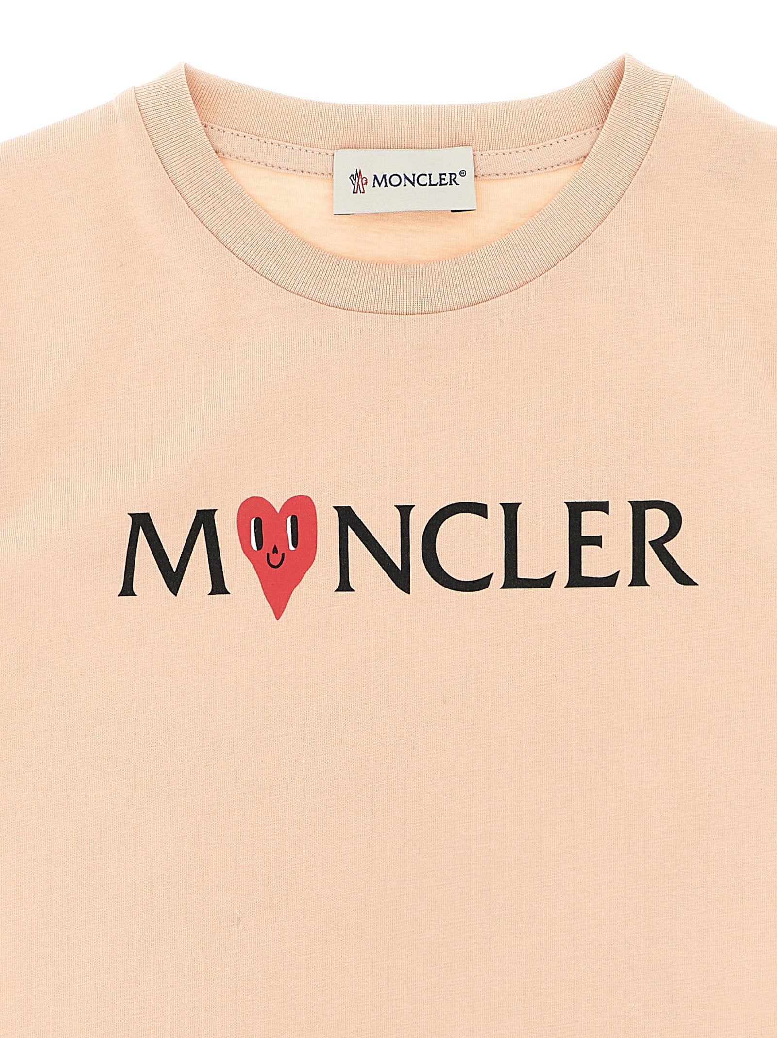 Moncler Enfant Logo-Print Cotton T-Shirt — Peach, view 3