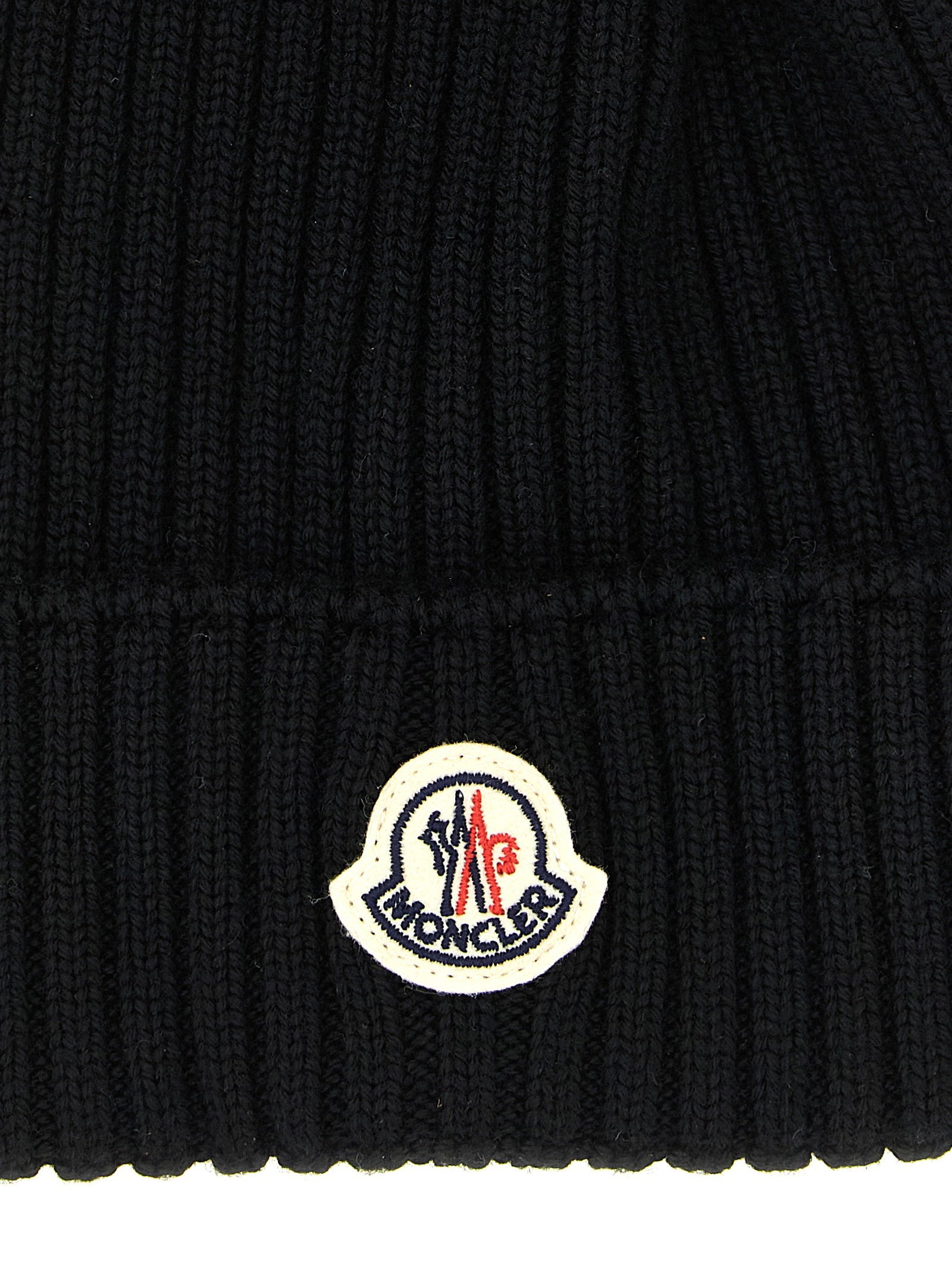 Moncler Enfant Merino Wool Ribbed with Pom-Pom Winter Hat — Black, view 3
