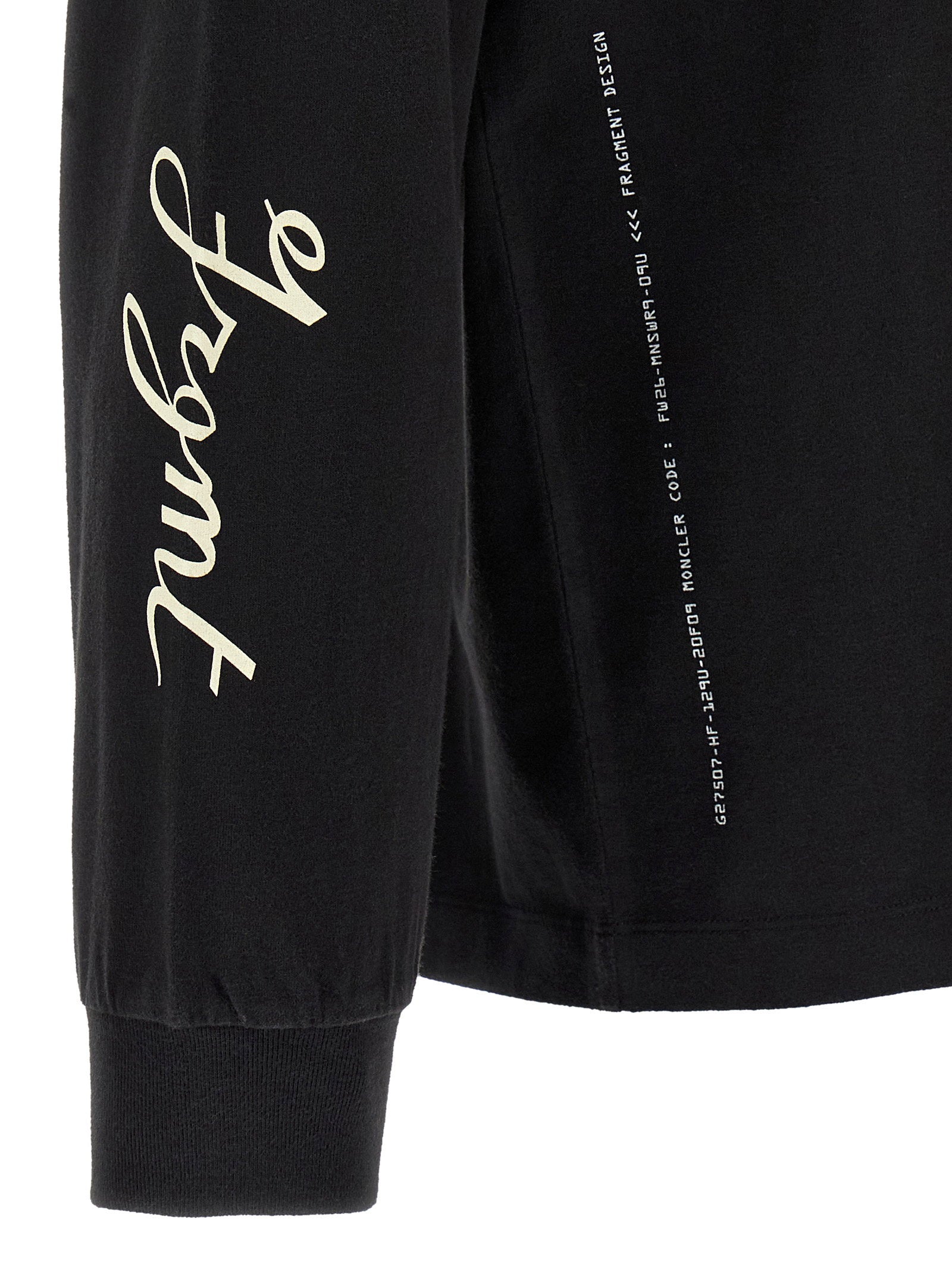 Moncler Genius Graphic-Print Brushed Cotton Sweatshirt — Black, view 6