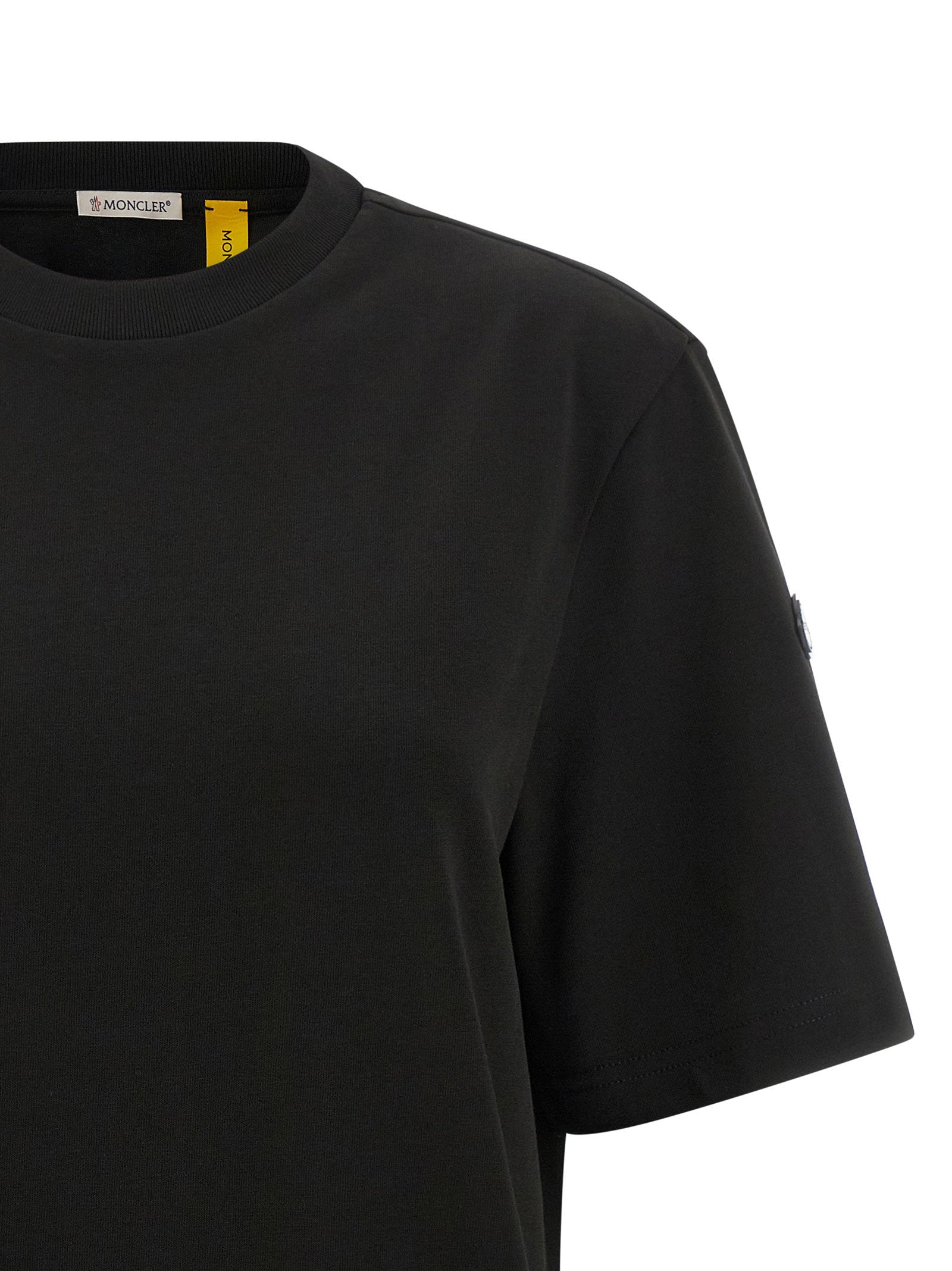 Moncler Genius Logo-Patch Cotton T-Shirt — Black, view 3
