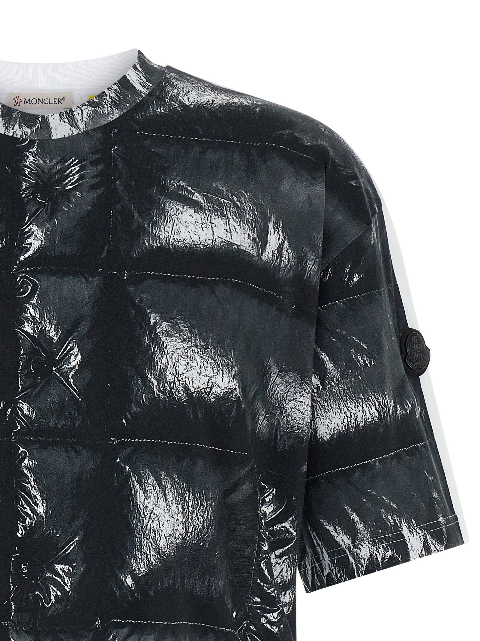 Moncler Genius Quilted Print T-Shirt — Black, view 3
