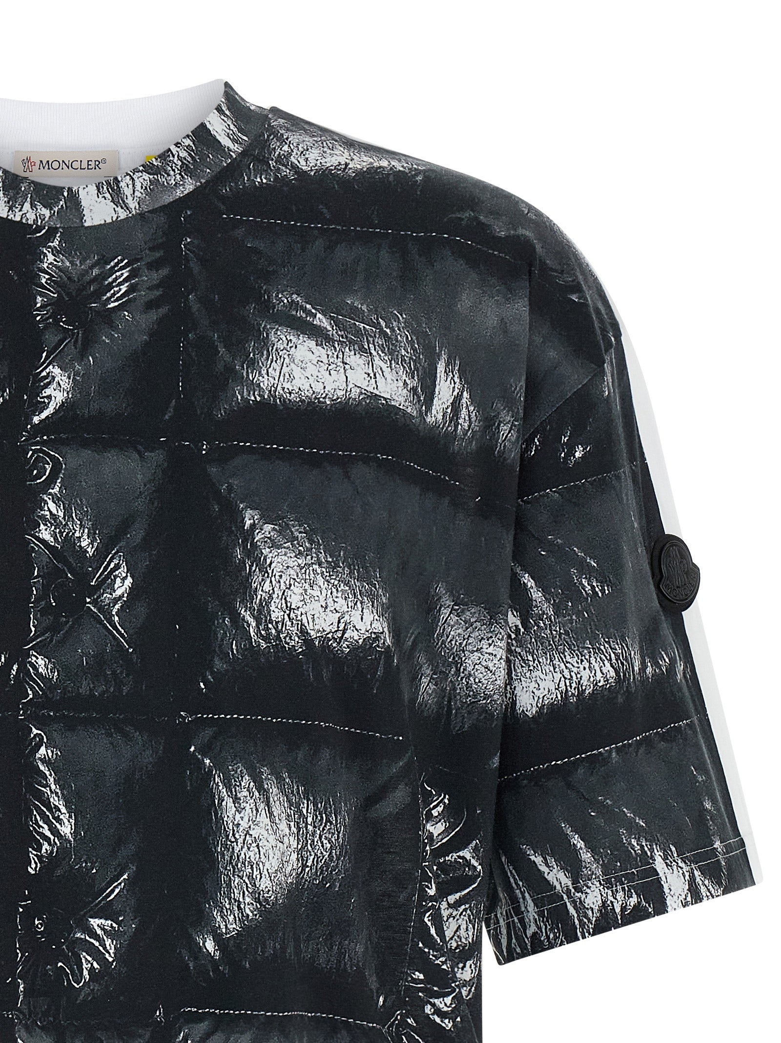 Moncler Genius Quilted Puffer Print T-Shirt — Black, view 3