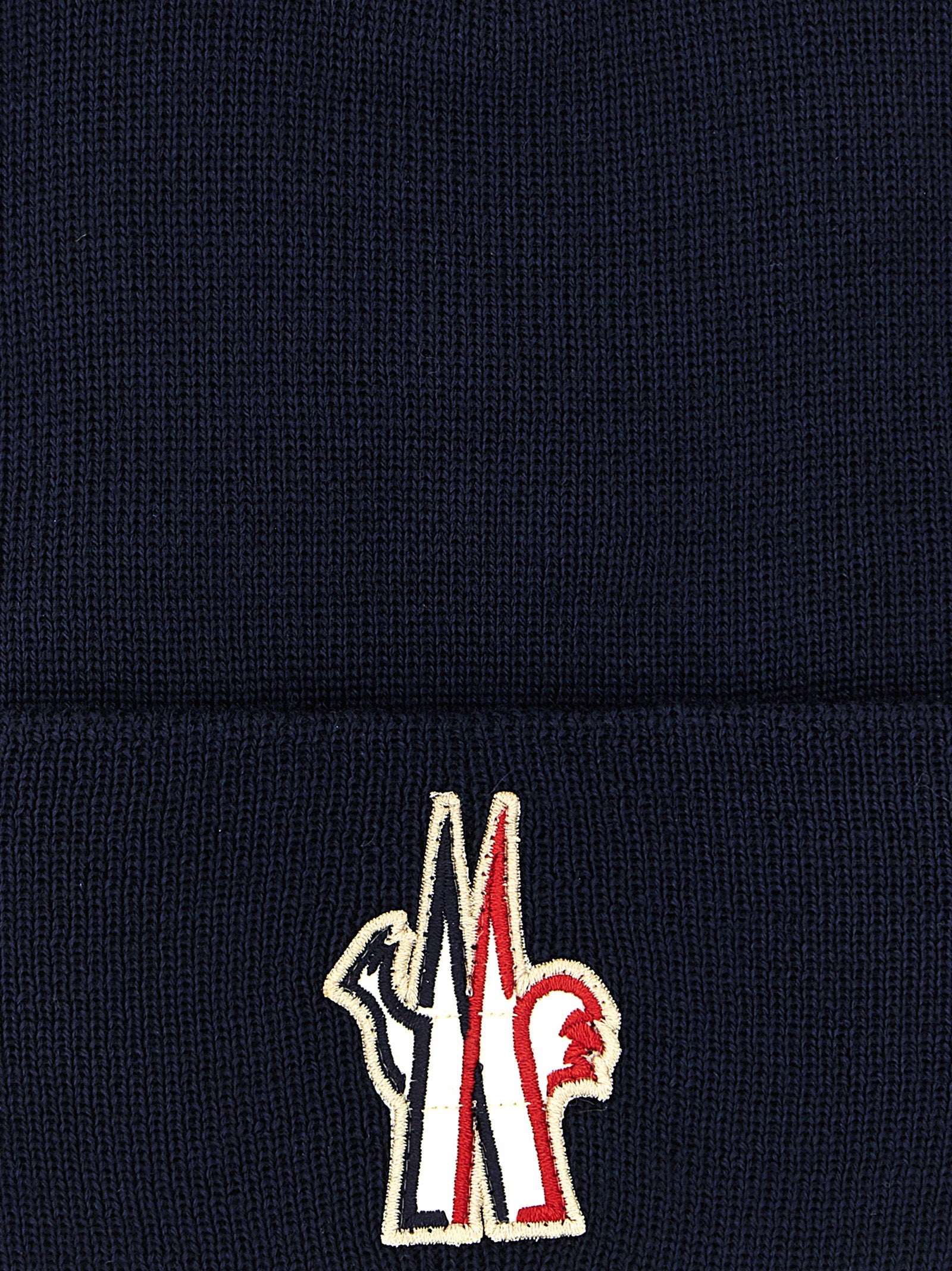 Moncler Grenoble Logo-Patch Virgin Wool Beanie — Black, view 3
