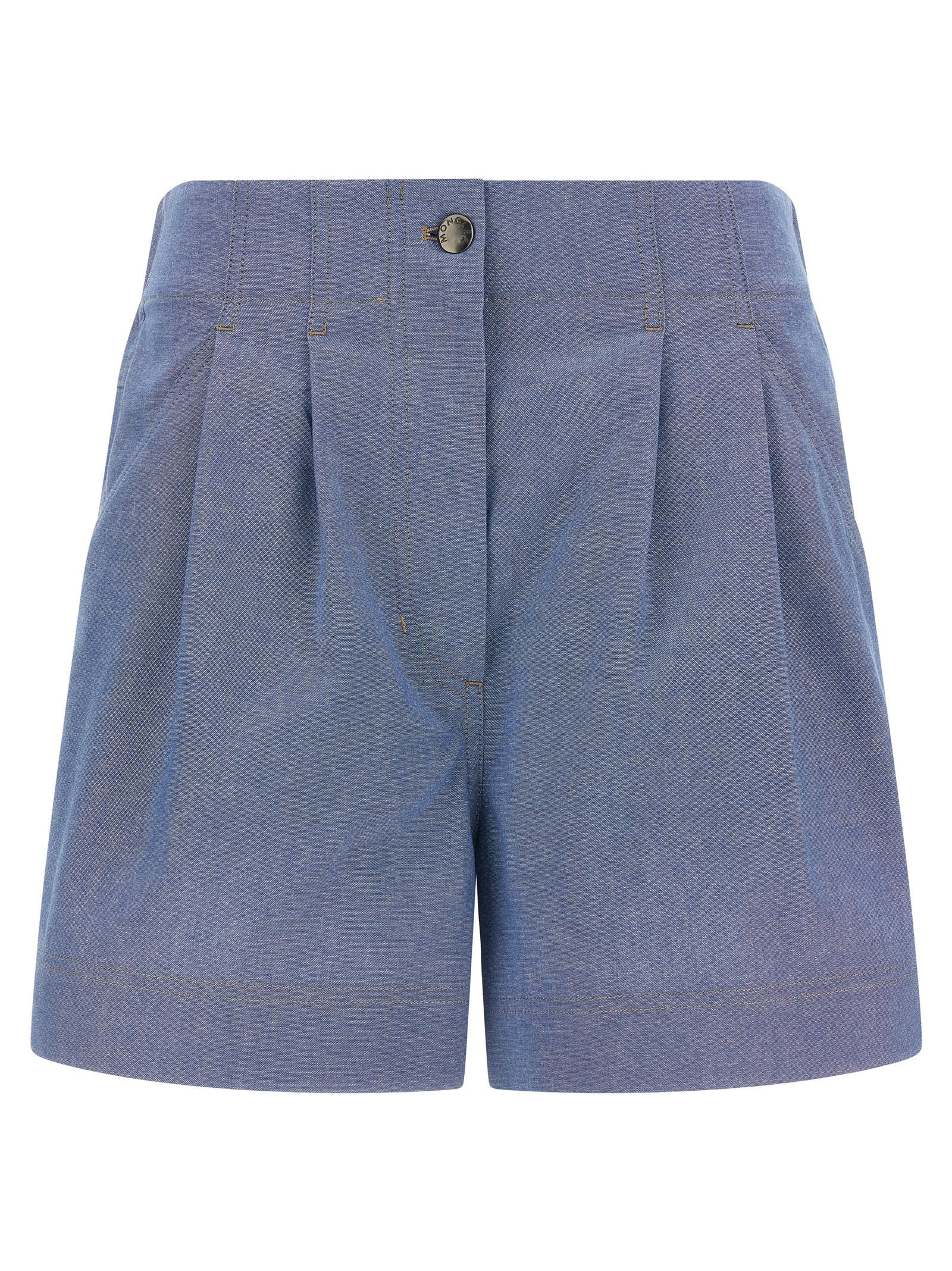Moncler Grenoble Pleated Cotton Bermuda Shorts — Blue by Moncler Grenoble