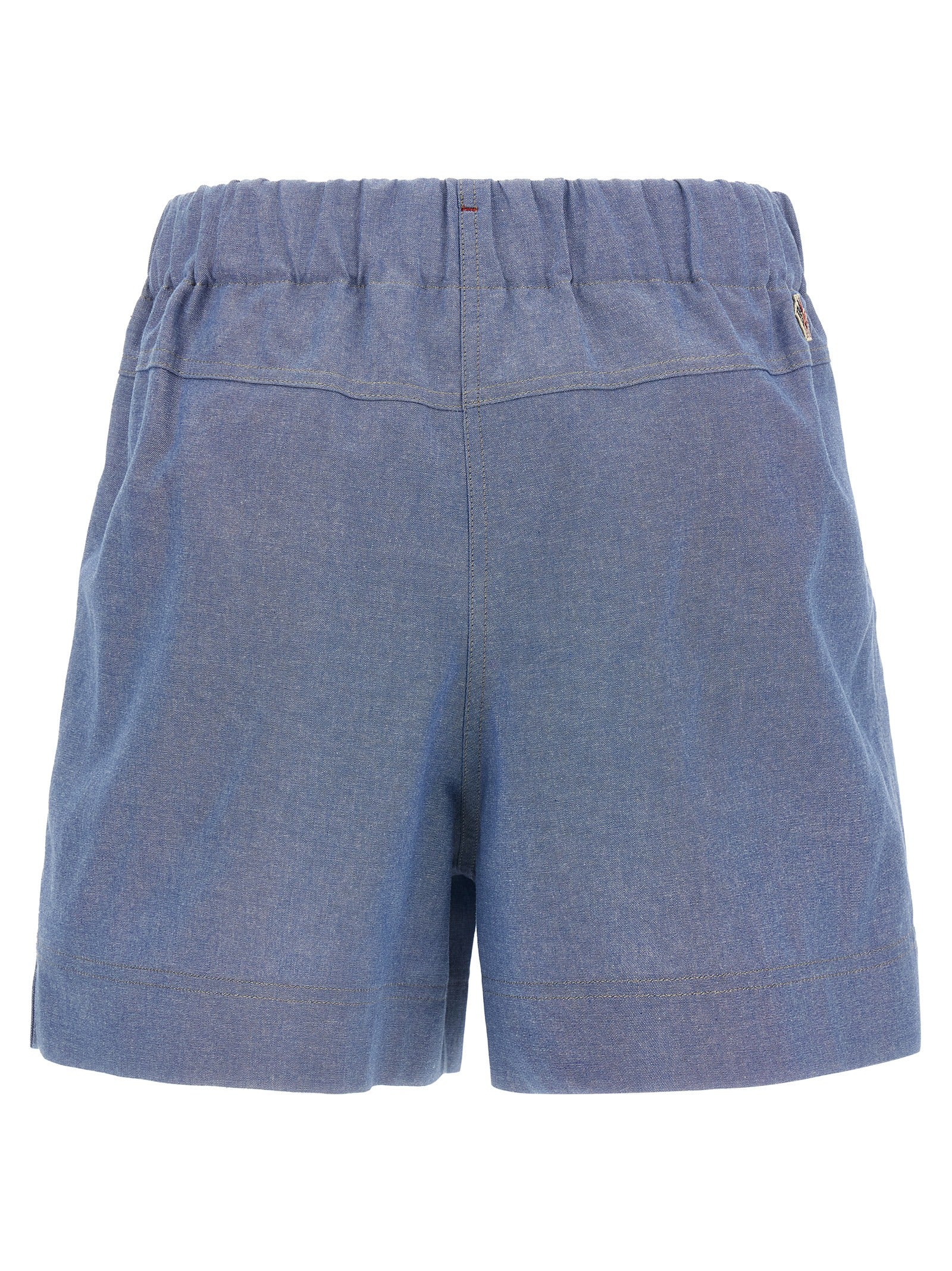 Moncler Grenoble Pleated Cotton Bermuda Shorts — Blue, view 2