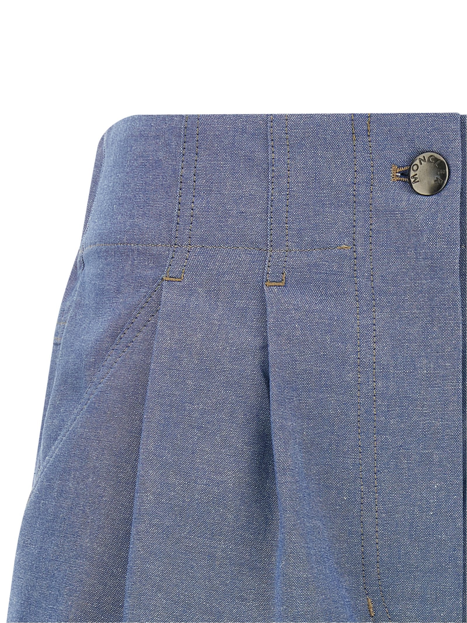 Moncler Grenoble Pleated Cotton Bermuda Shorts — Blue, view 3