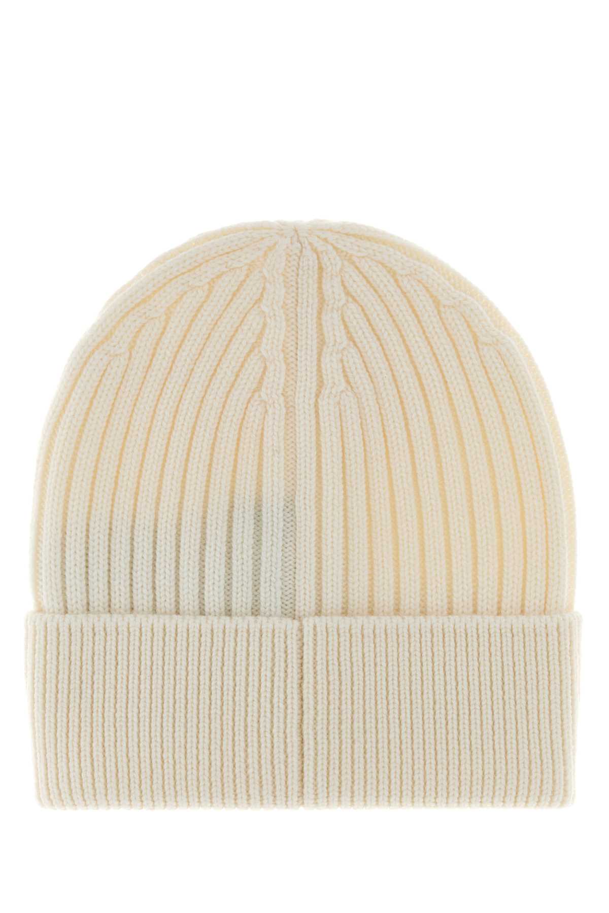 Moncler Grenoble HAT Virgin Wool Ribbed Beanie — White, view 2