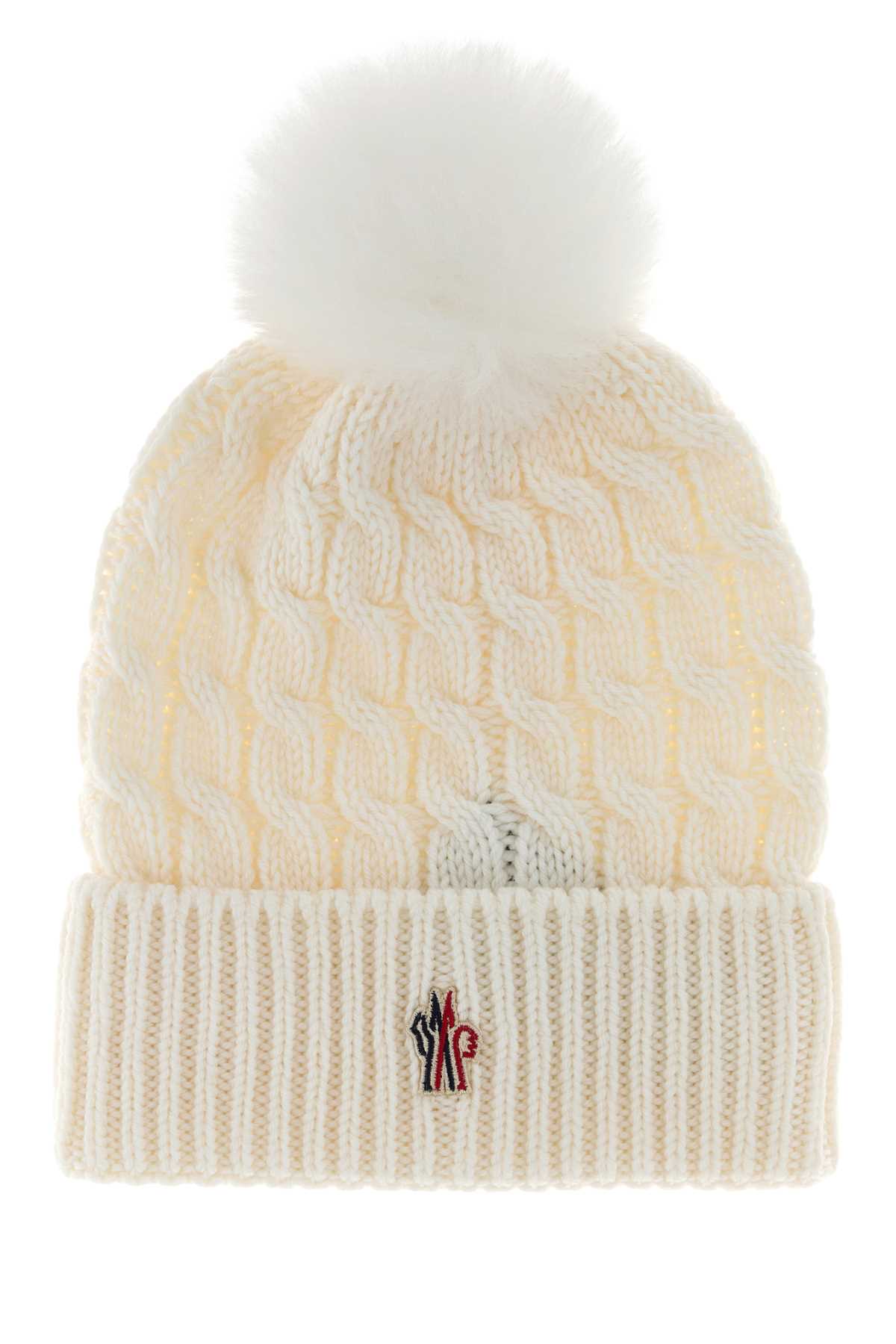Moncler Grenoble HAT Cable-Knit Wool Beanie — White by Moncler Grenoble