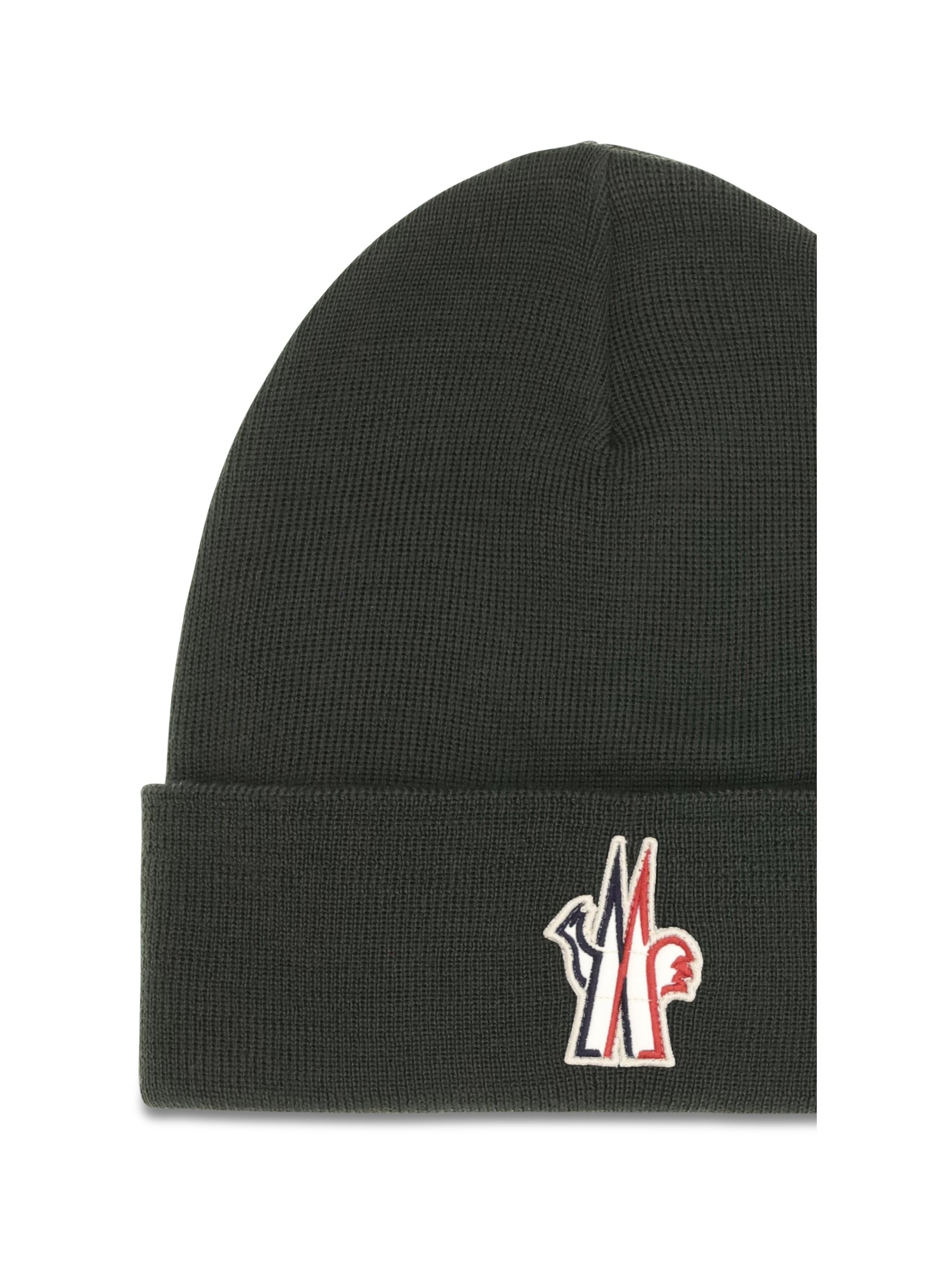 Moncler Grenoble L20973B0001309974 Wool Rib-Knit Beanie — Green, view 3