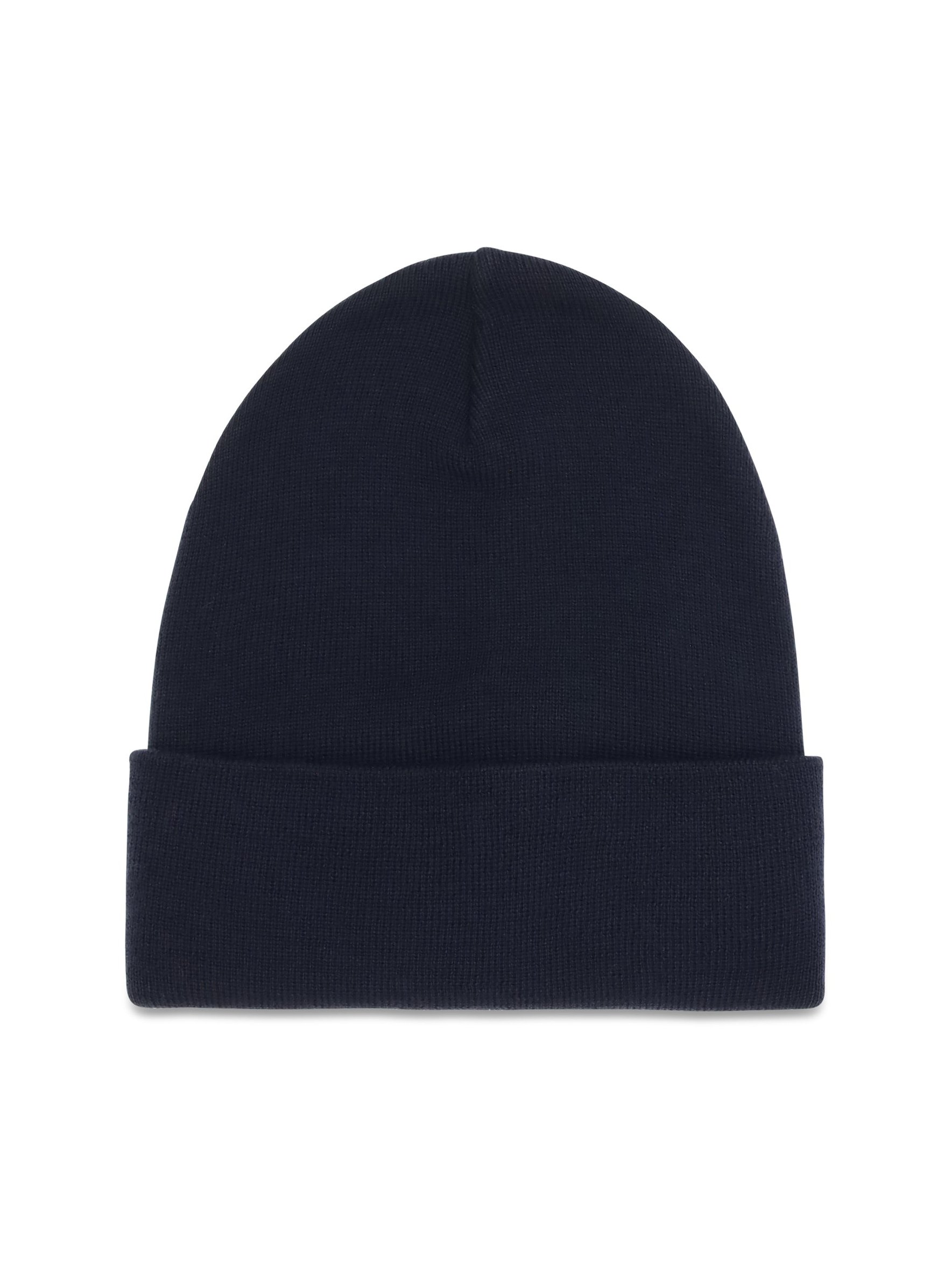 Moncler Grenoble L20973B0001309974 Virgin Wool Rib-Knit Beanie — Navy, view 2