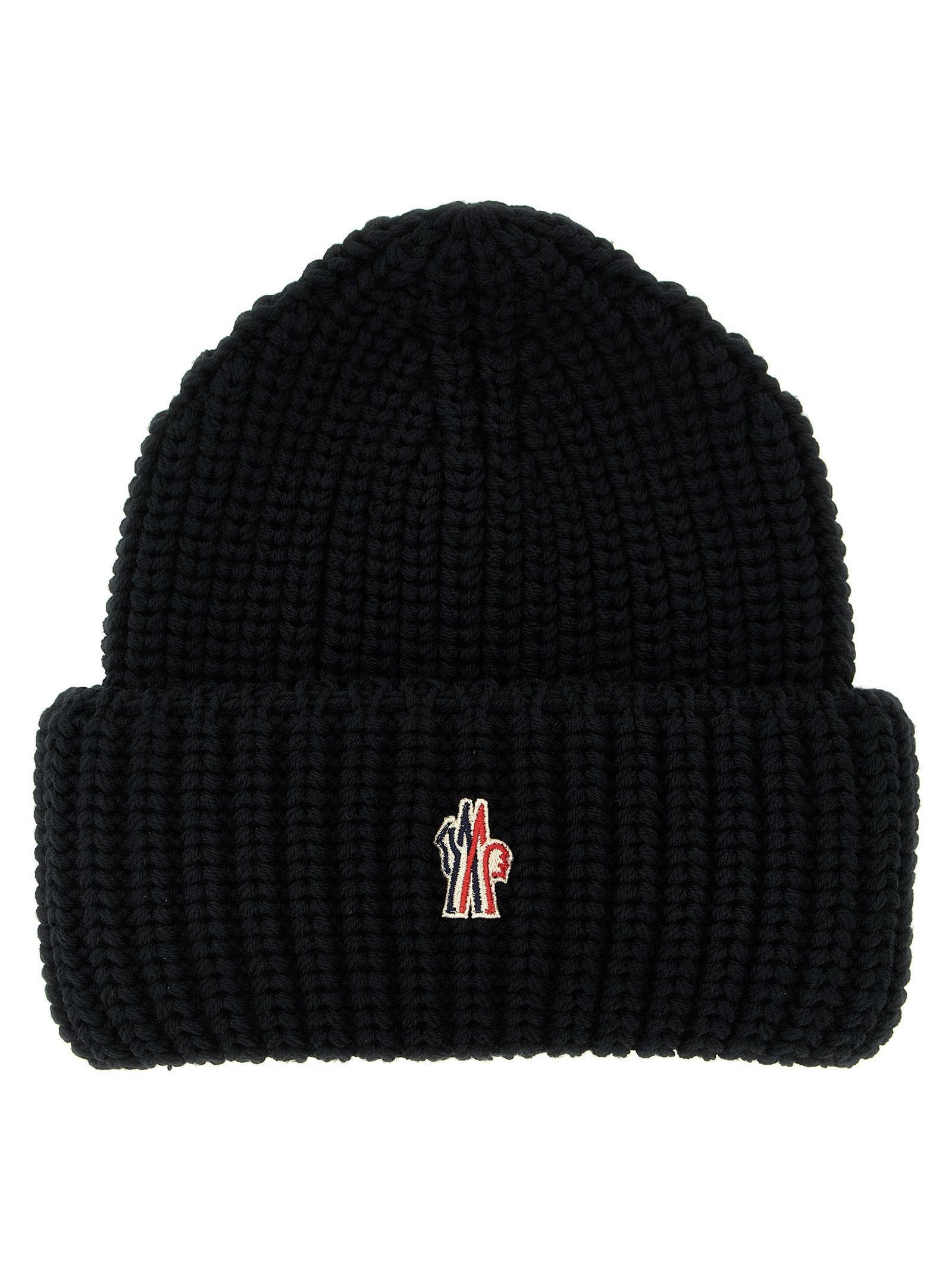 Moncler Grenoble MO321729BM Virgin Wool Ribbed Beanie — Black by Moncler Grenoble