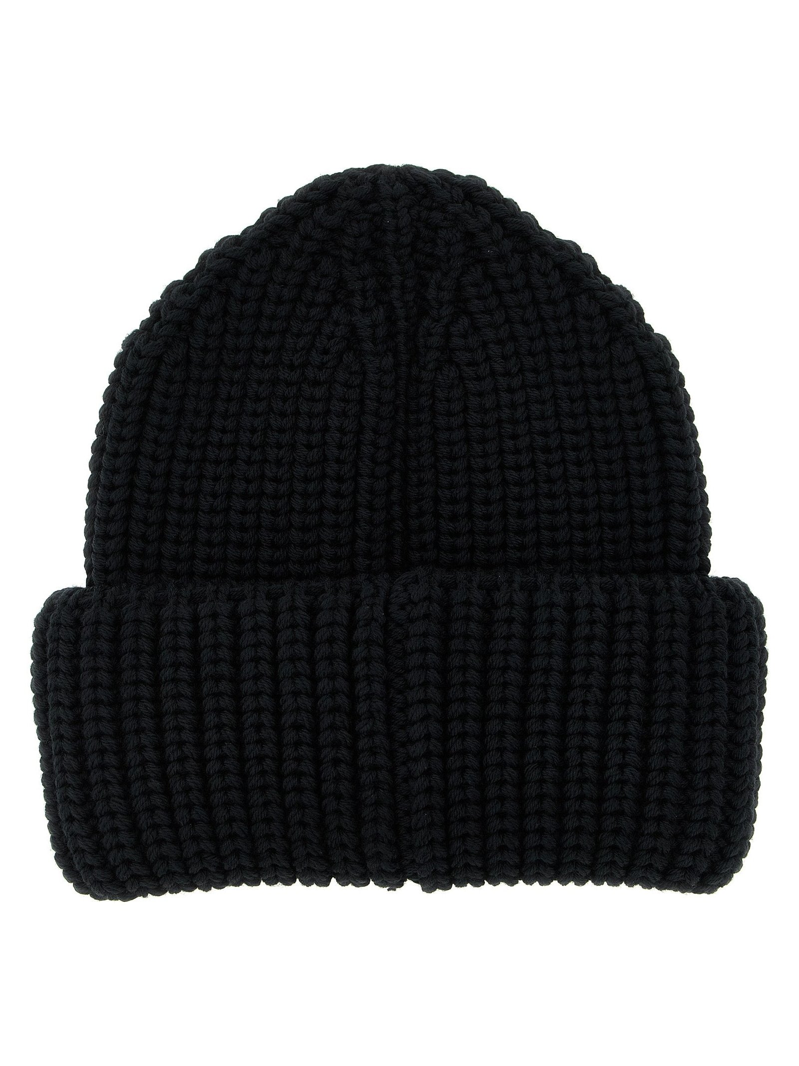 Moncler Grenoble MO321729BM Virgin Wool Ribbed Beanie — Black, view 2