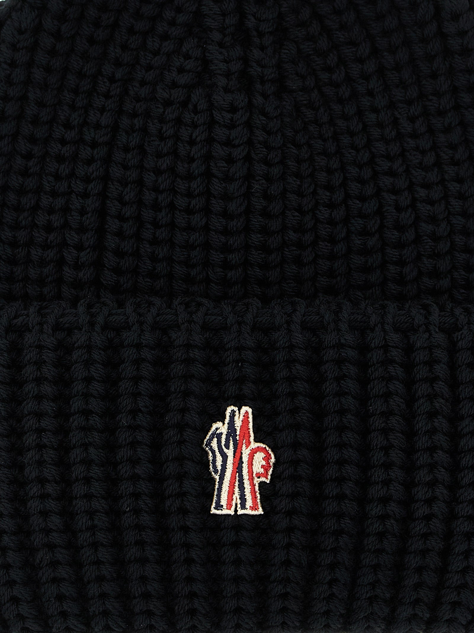Moncler Grenoble MO321729BM Virgin Wool Ribbed Beanie — Black, view 3