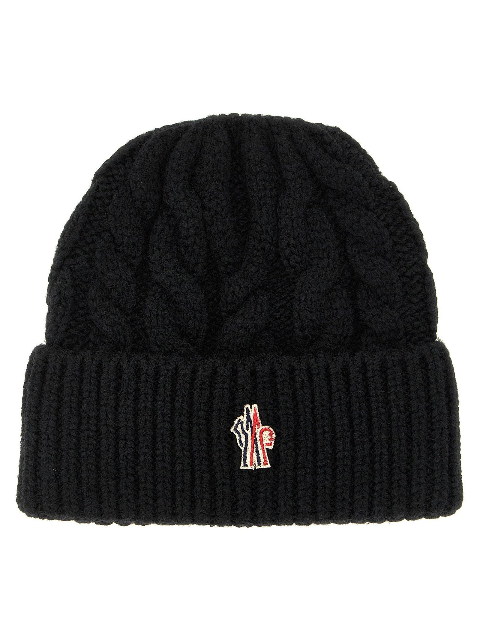 Moncler Grenoble MO344157BM Virgin Wool Cable-Knit Beanie — Black by Moncler Grenoble