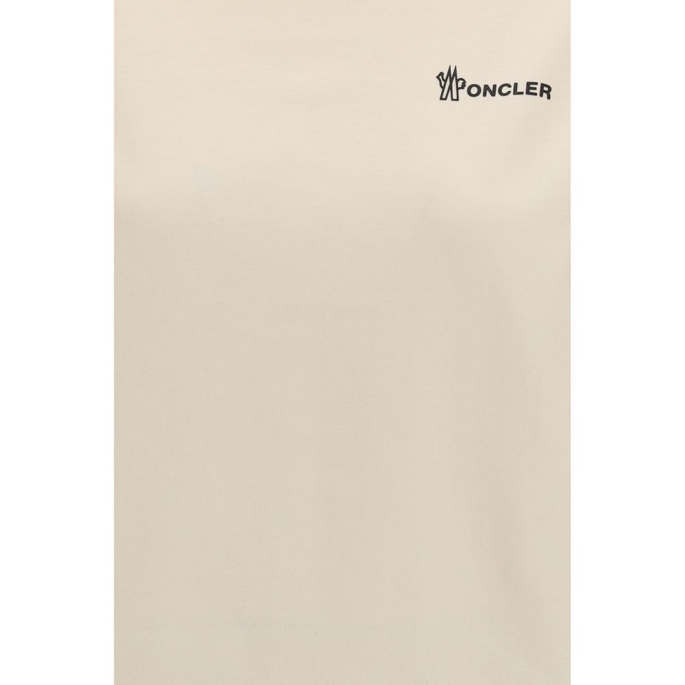Moncler Grenoble Logo-Print Cotton T-Shirt — Beige, view 3