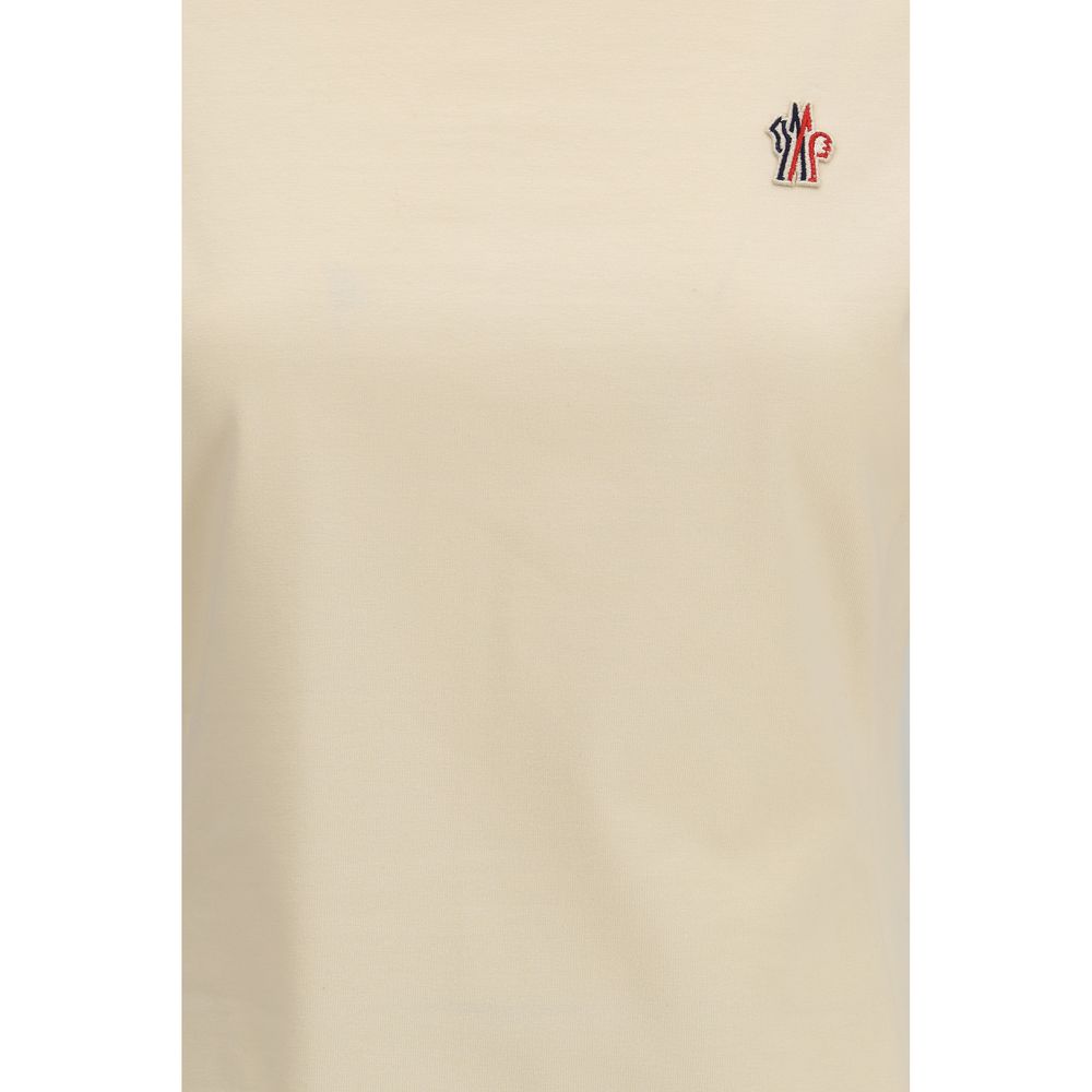 Moncler Grenoble Logo-Embroidered Cotton T-Shirt — Beige, view 3