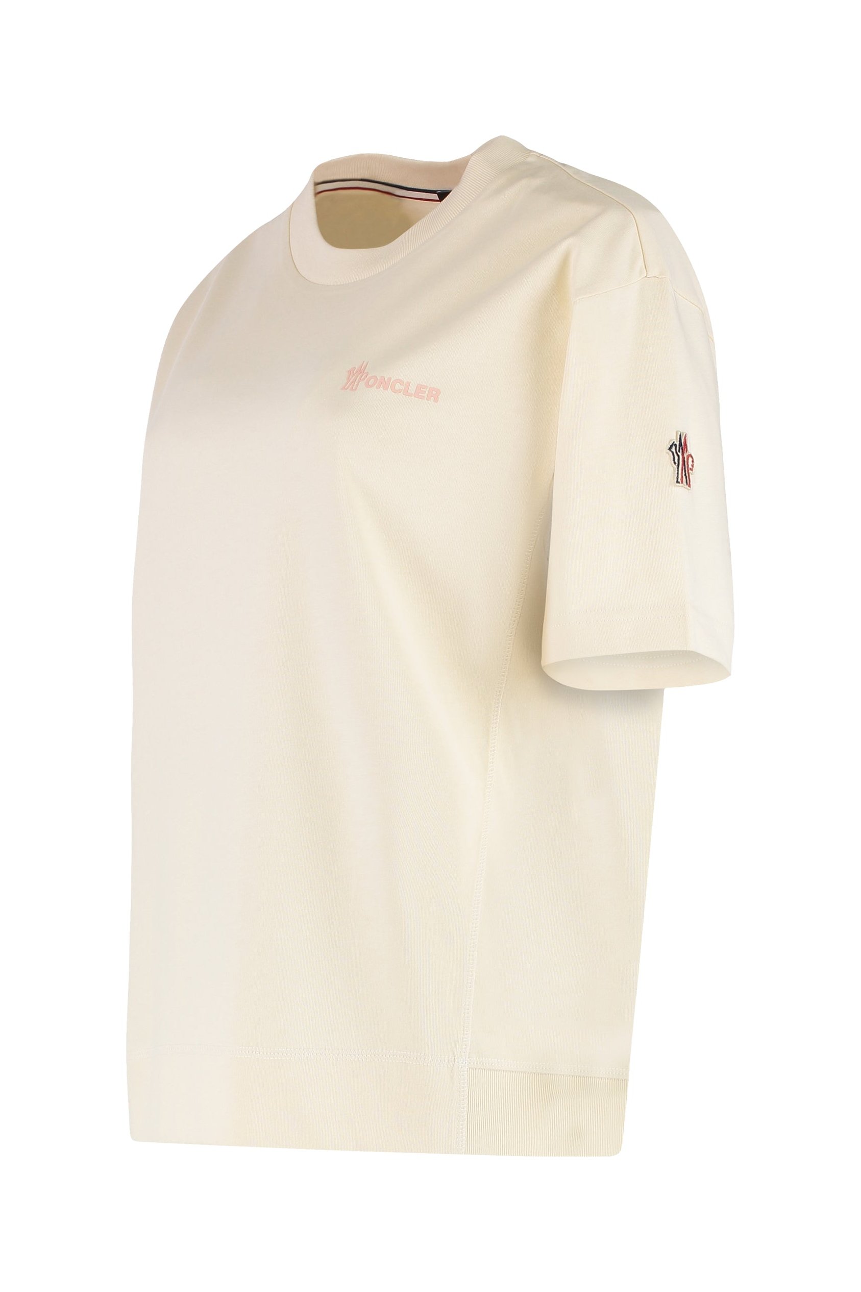 Moncler Grenoble Cotton Crew-Neck T-Shirt — Beige, view 3