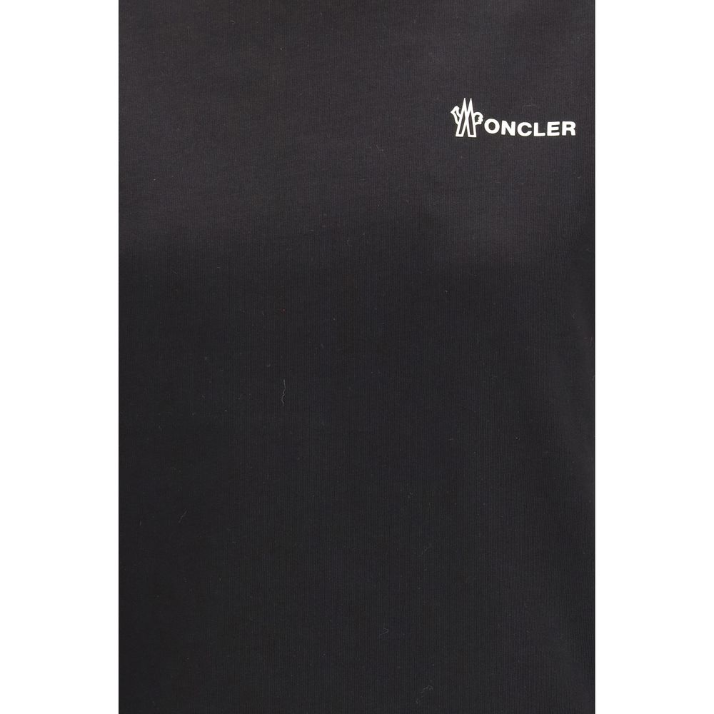 Moncler Grenoble Logo-Print Cotton T-Shirt — Black, view 3