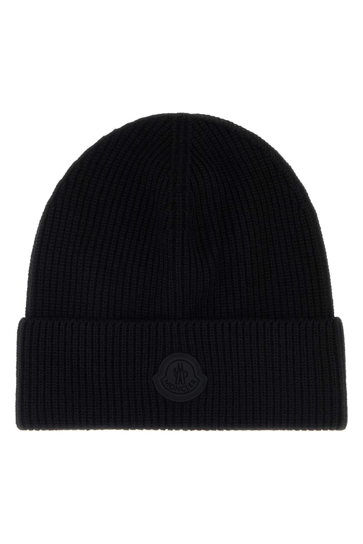 Moncler HAT Virgin Wool Ribbed Beanie — Black by Moncler