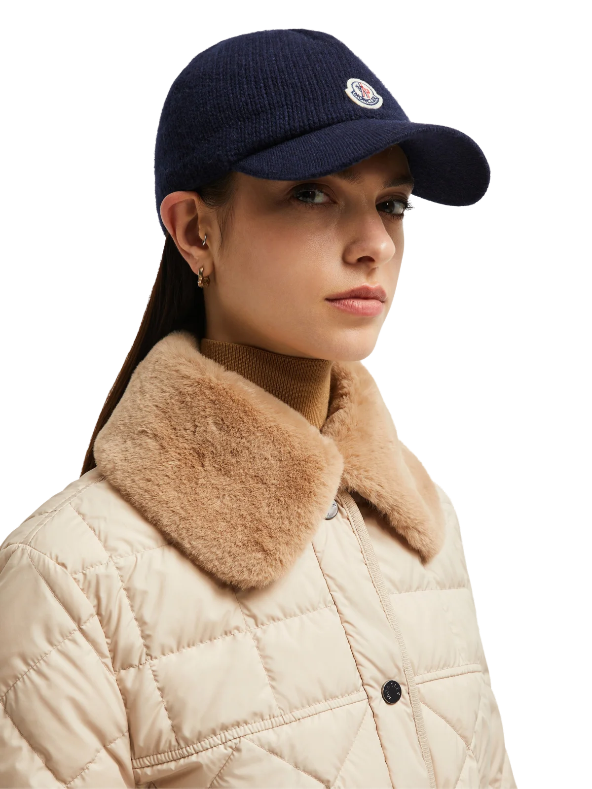 Moncler J20933B000210U383750 Virgin Wool Knit Baseball Cap — Navy, view 3