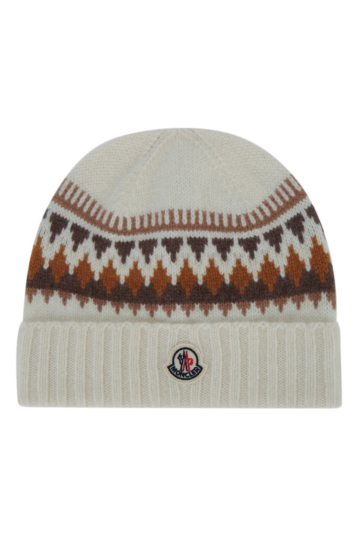 Moncler Jr HAT Fair Isle Knit Beanie — Beige by Moncler Jr