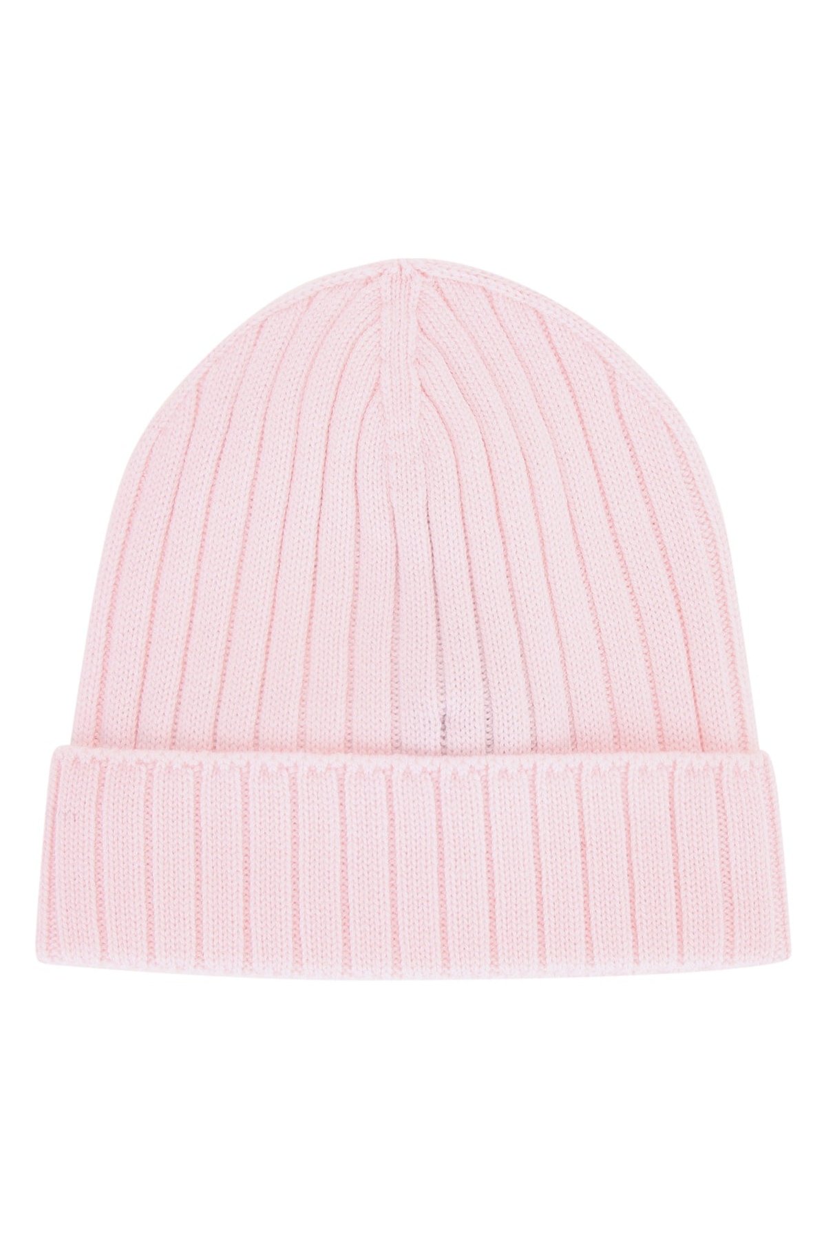 Moncler Jr HAT Ribbed Knit Beanie — Pink, view 2