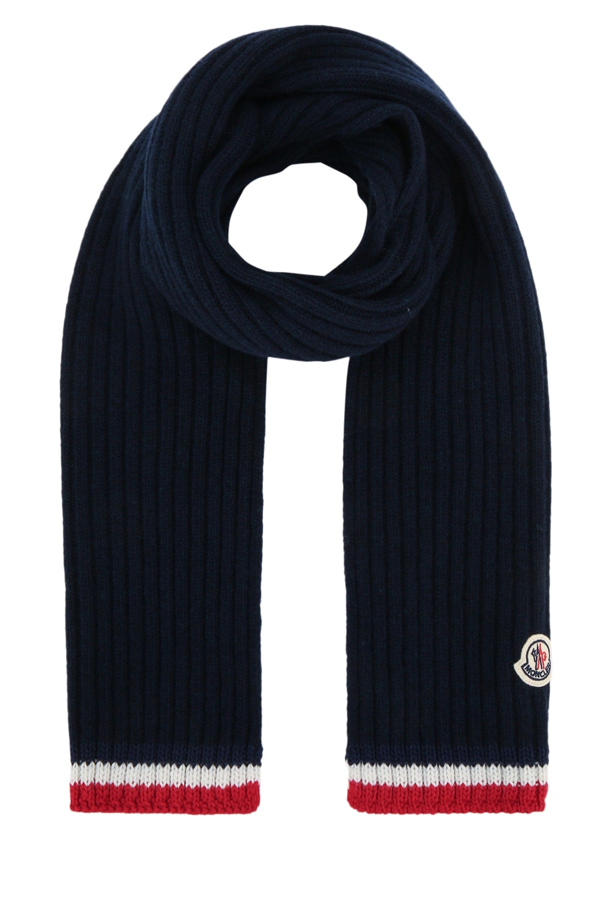 Moncler Jr Ribbed Wool-Blend Scarf — Navy by Moncler Jr
