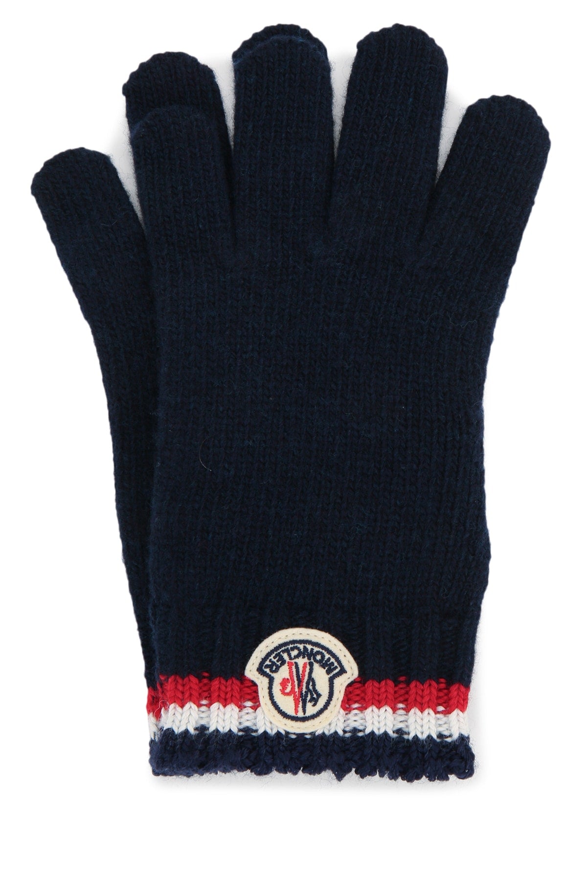 Moncler Jr Ribbed Wool-Blend Scarf — Navy, view 2