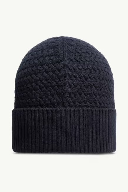 Moncler L20913B00026M4281742 Cable-Knit Beanie — Navy, view 2