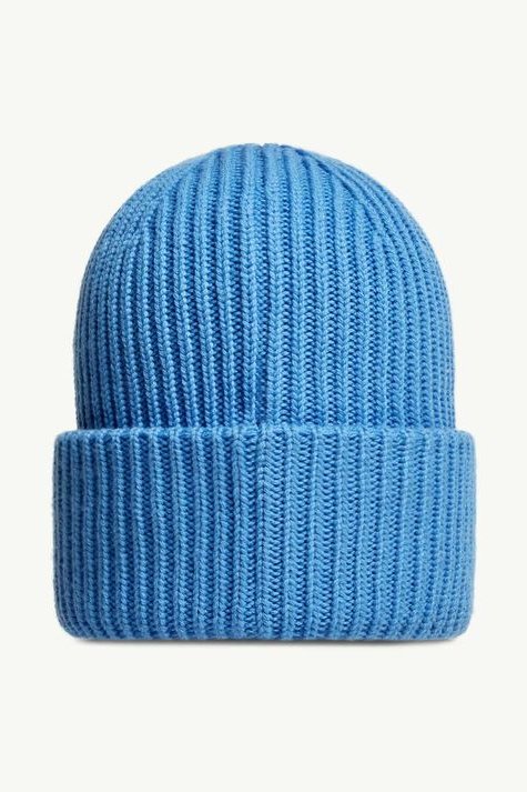 Moncler L20913B00087M1127704 Ribbed Knit Beanie — Blue, view 3