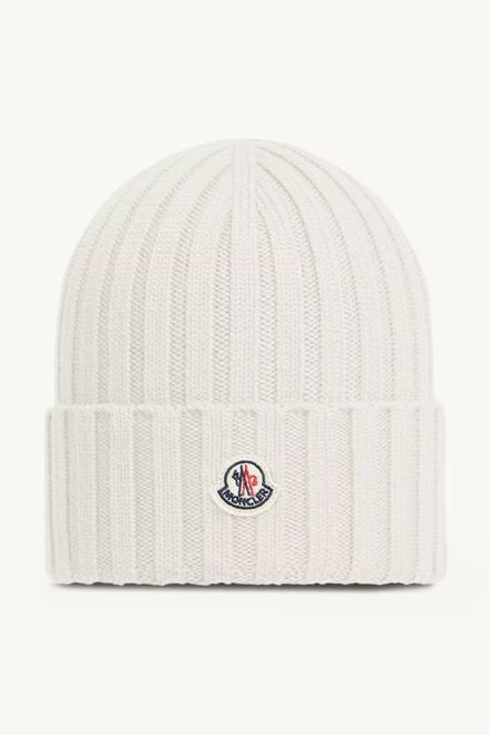 Moncler L20933B00036A9327030 Ribbed Knit Beanie — Ecru by Moncler