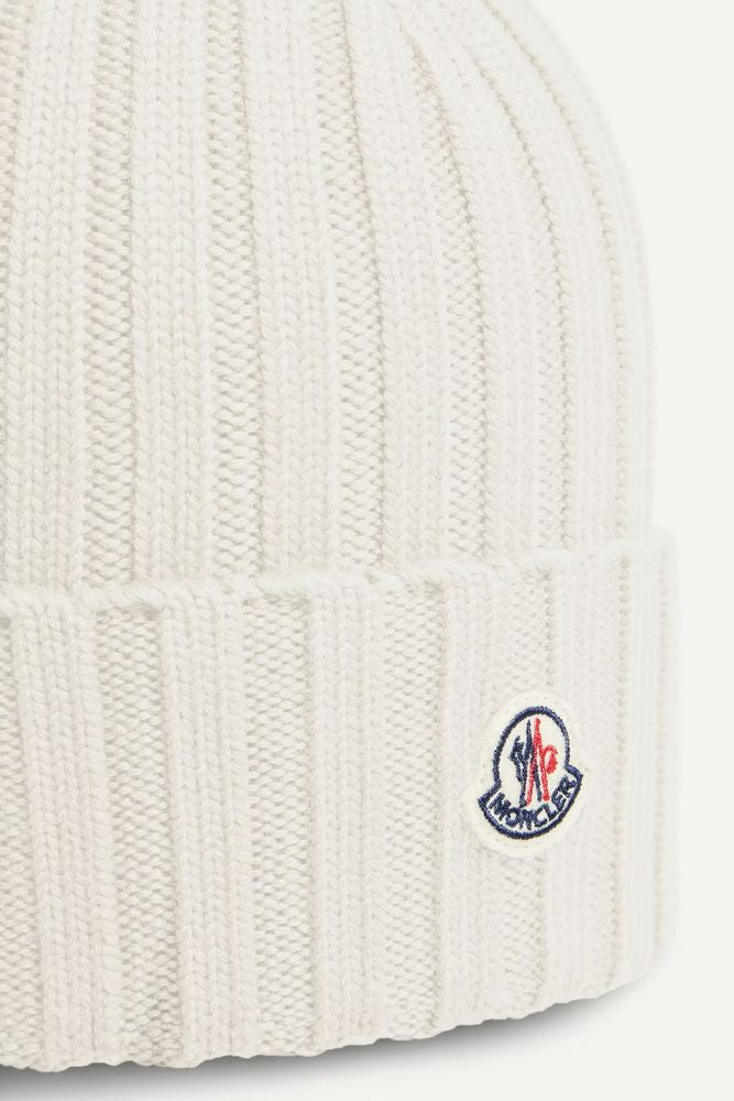 Moncler L20933B00036A9327030 Ribbed Knit Beanie — Ecru, view 2