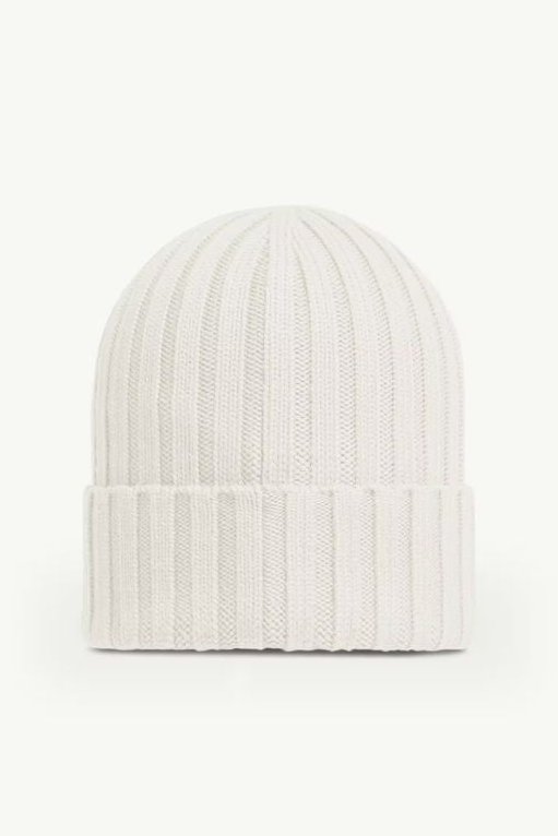 Moncler L20933B00036A9327030 Ribbed Knit Beanie — Ecru, view 3