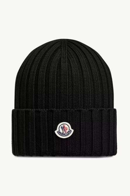 Moncler L20933B00036A9327999 Ribbed Knit Beanie — Black by Moncler