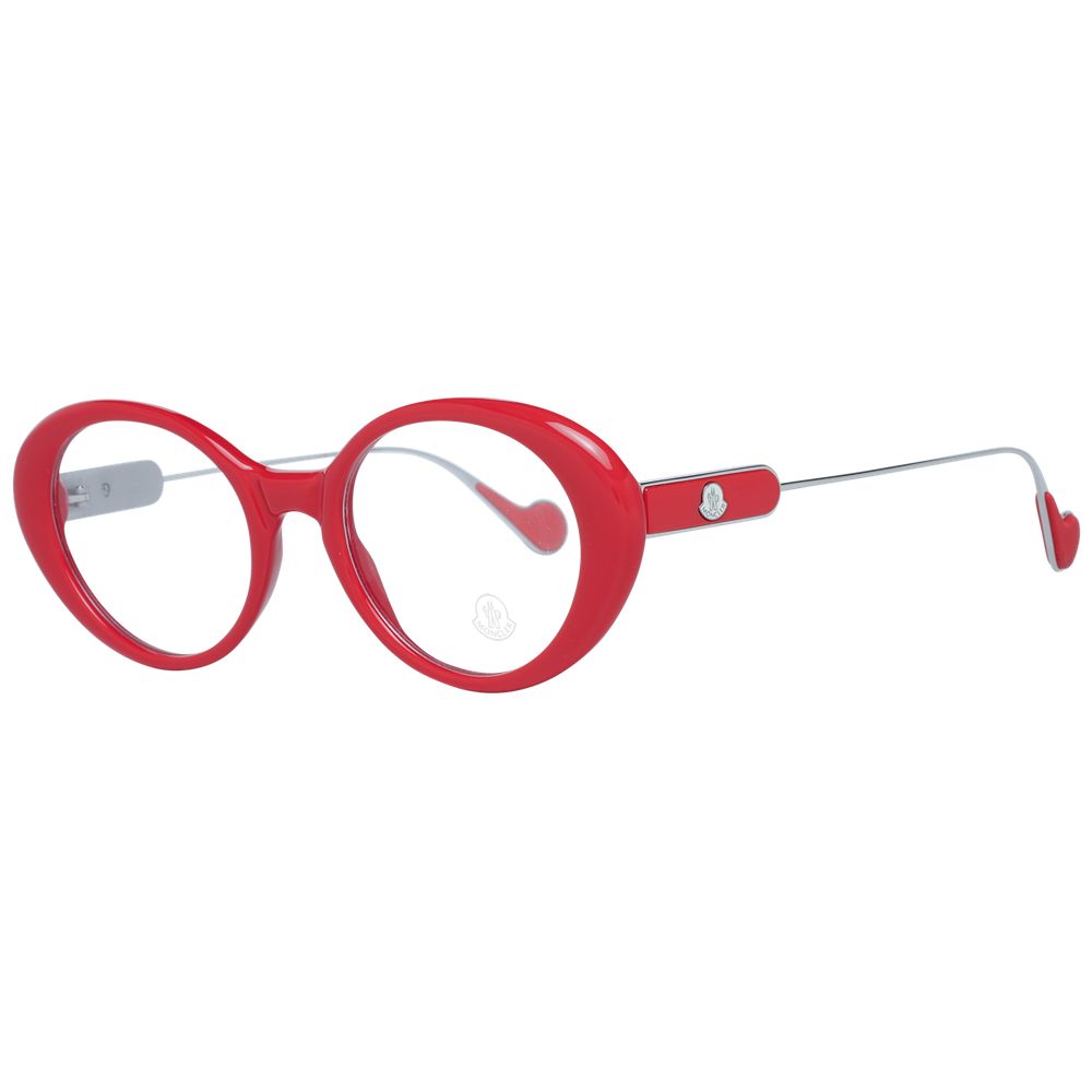 Moncler MO-1047127 Oval Metal & Plastic Eyeglasses — Red by Moncler