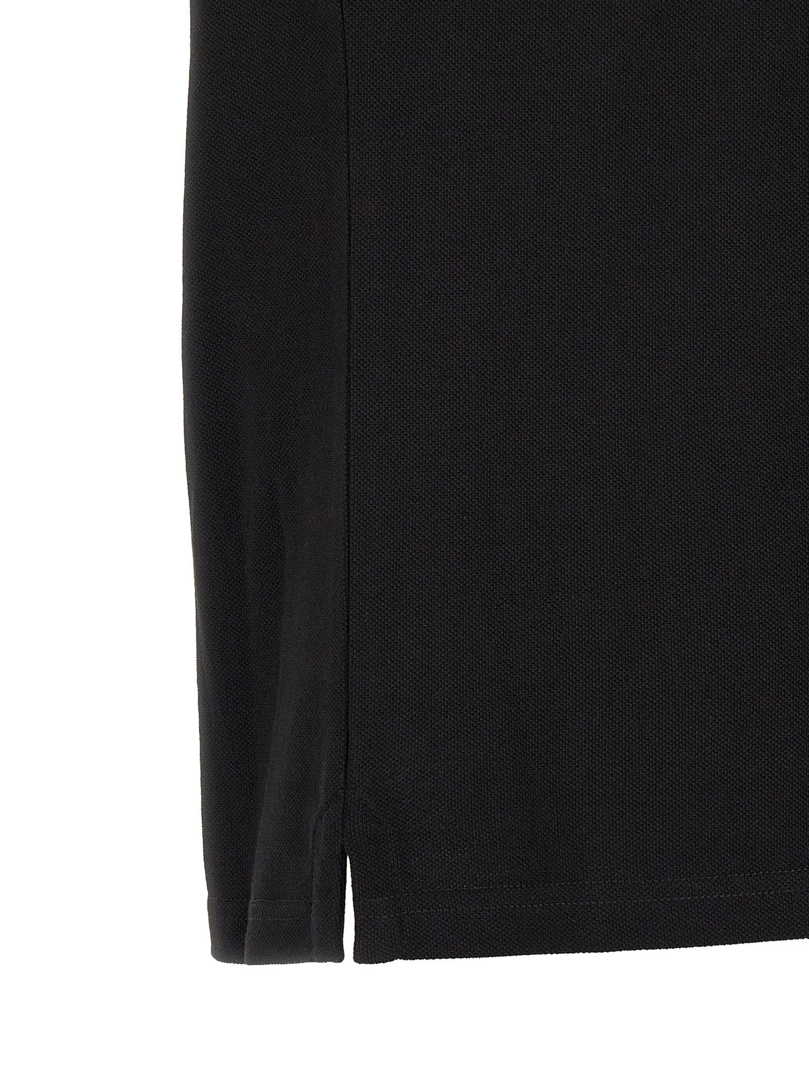 Moncler Tricolor Trim Cotton Piqué Polo Shirt — Black, view 4