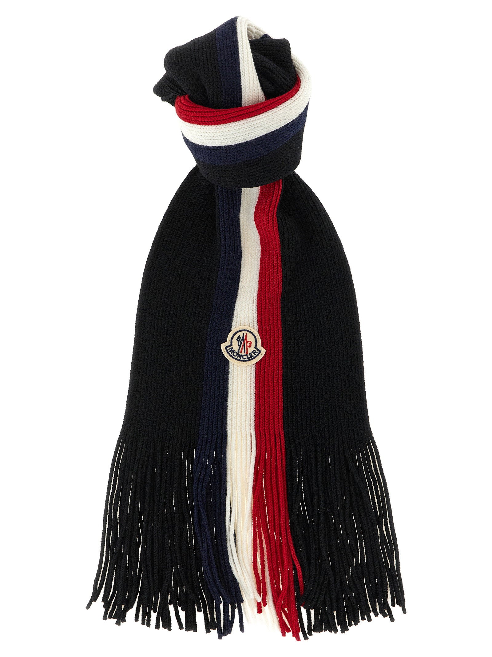 Moncler Tricolor Wool Scarf — Black by Moncler