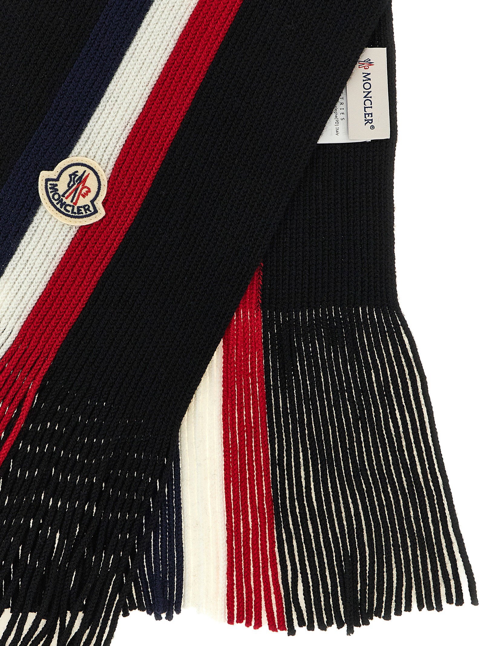 Moncler Tricolor Wool Scarf — Black, view 3