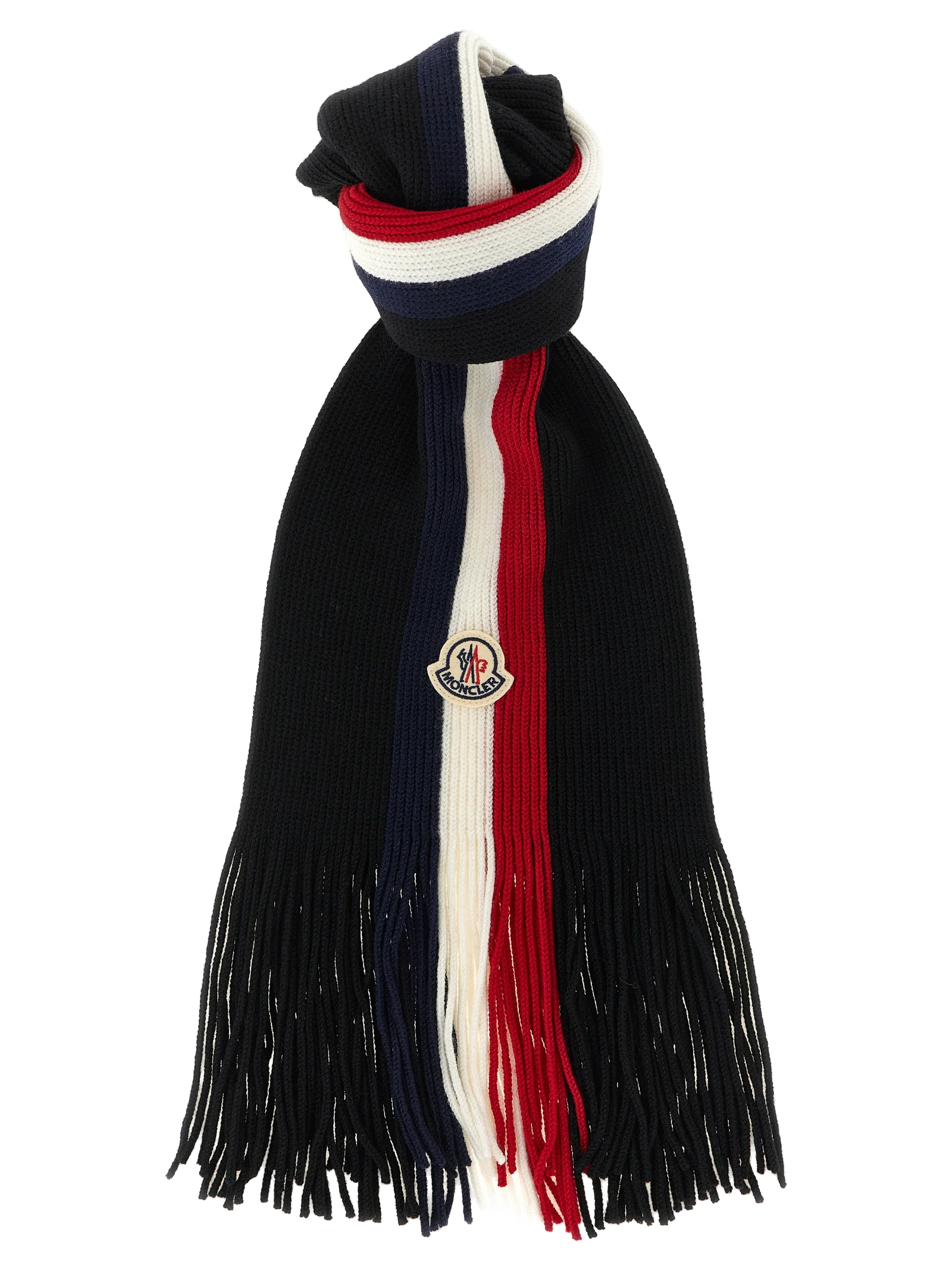 Moncler Tricolor Virgin Wool Scarf — Black by Moncler