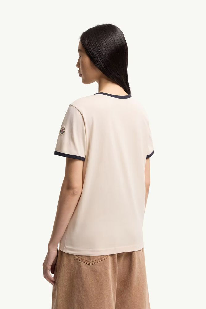 Moncler Contrast-Trim T-Shirt — Ecru, view 2