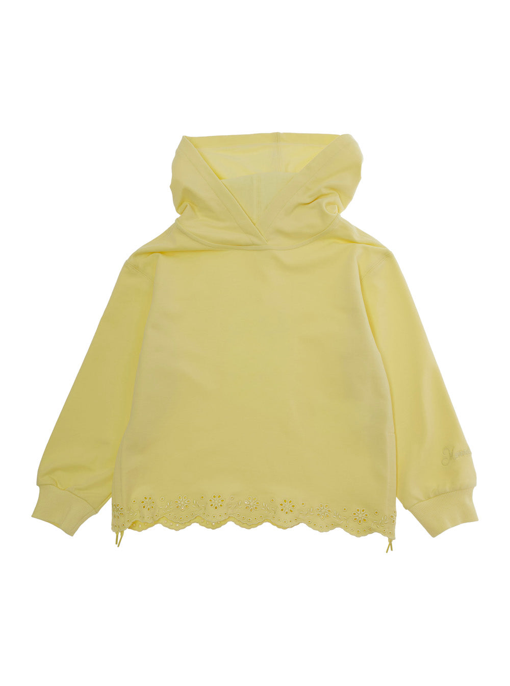 Monnalisa Embroidered Cotton Hoodie — Yellow by Monnalisa