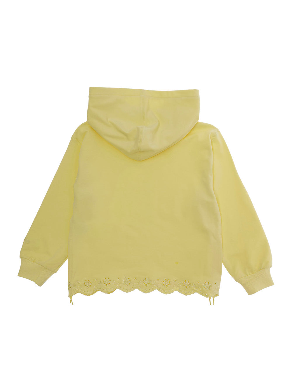 Monnalisa Embroidered Cotton Hoodie — Yellow, view 2