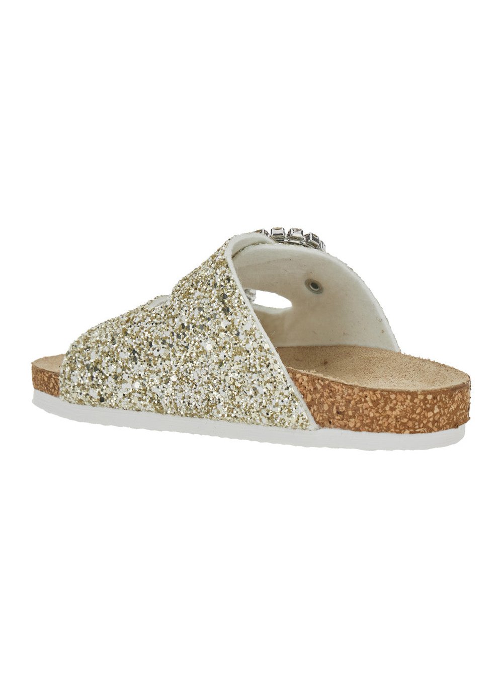 Monnalisa Glitter-Embellished Sandals — Gold, view 3