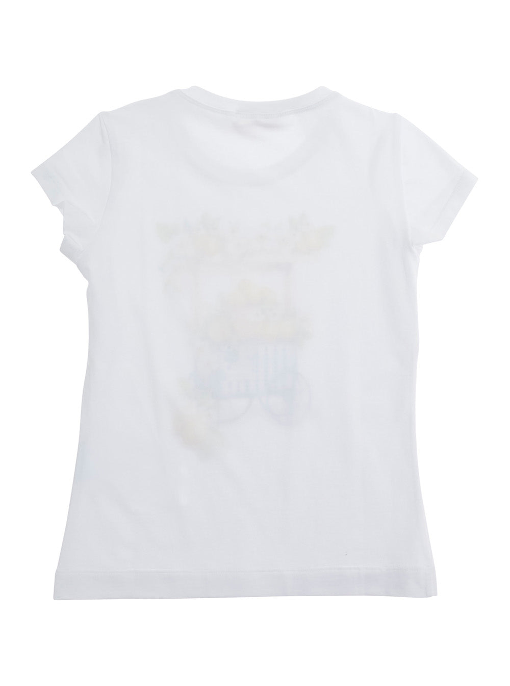 Monnalisa Cotton Round Neck T-Shirt — White by Monnalisa