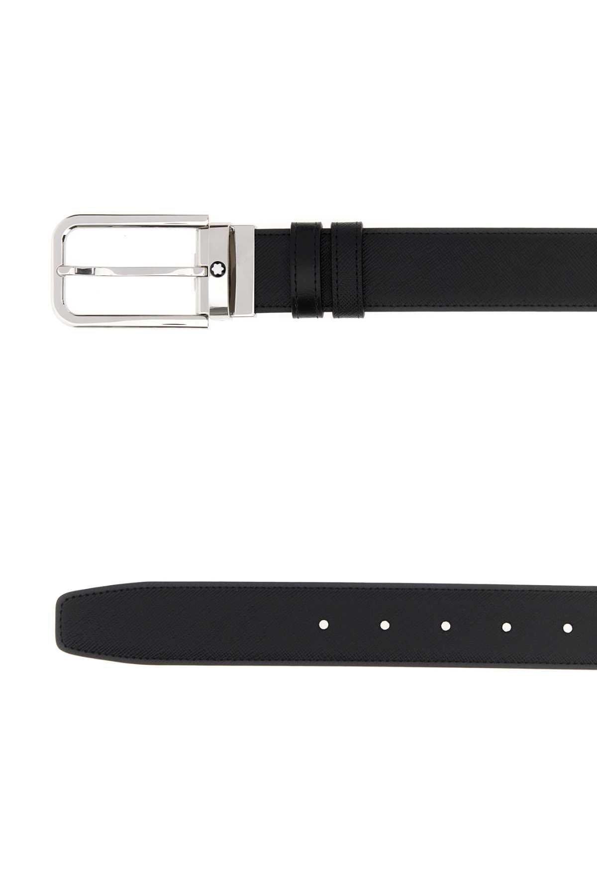 Montblanc Leather Reversible Belt — Black, view 2