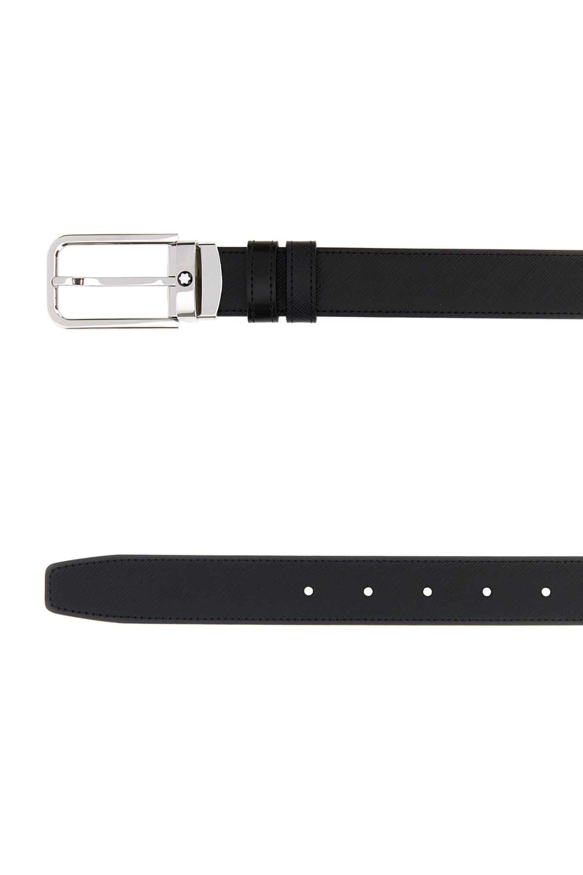 Montblanc Leather Reversible Belt — Black, view 2